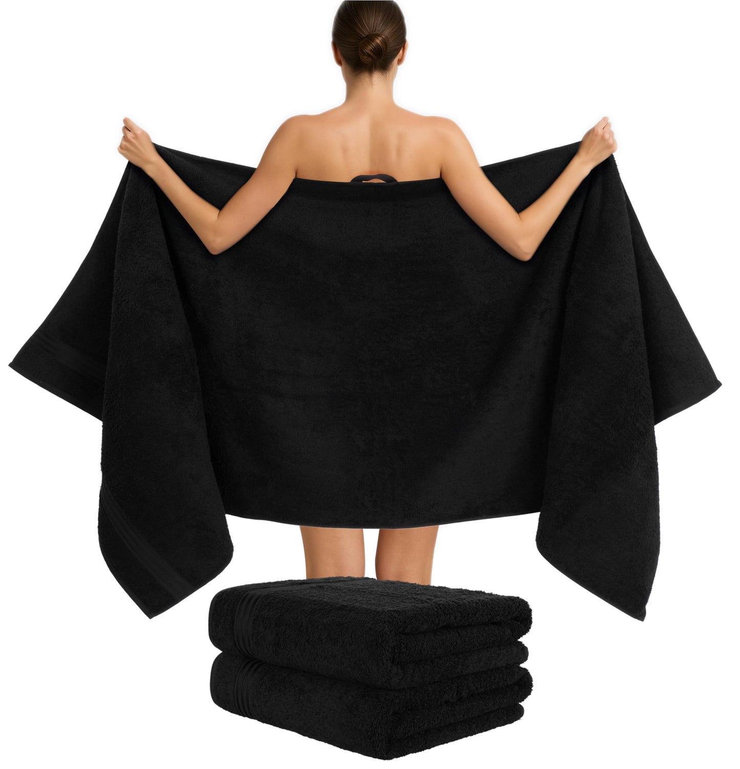 6-Piece Hand Towel Set, 100% Cotton, Soft, Absorbent, Quality Hand Towels Set, 2 Bath Towels 70 x 140 cm, 4 Hand Towels 50 x 100 cm, White