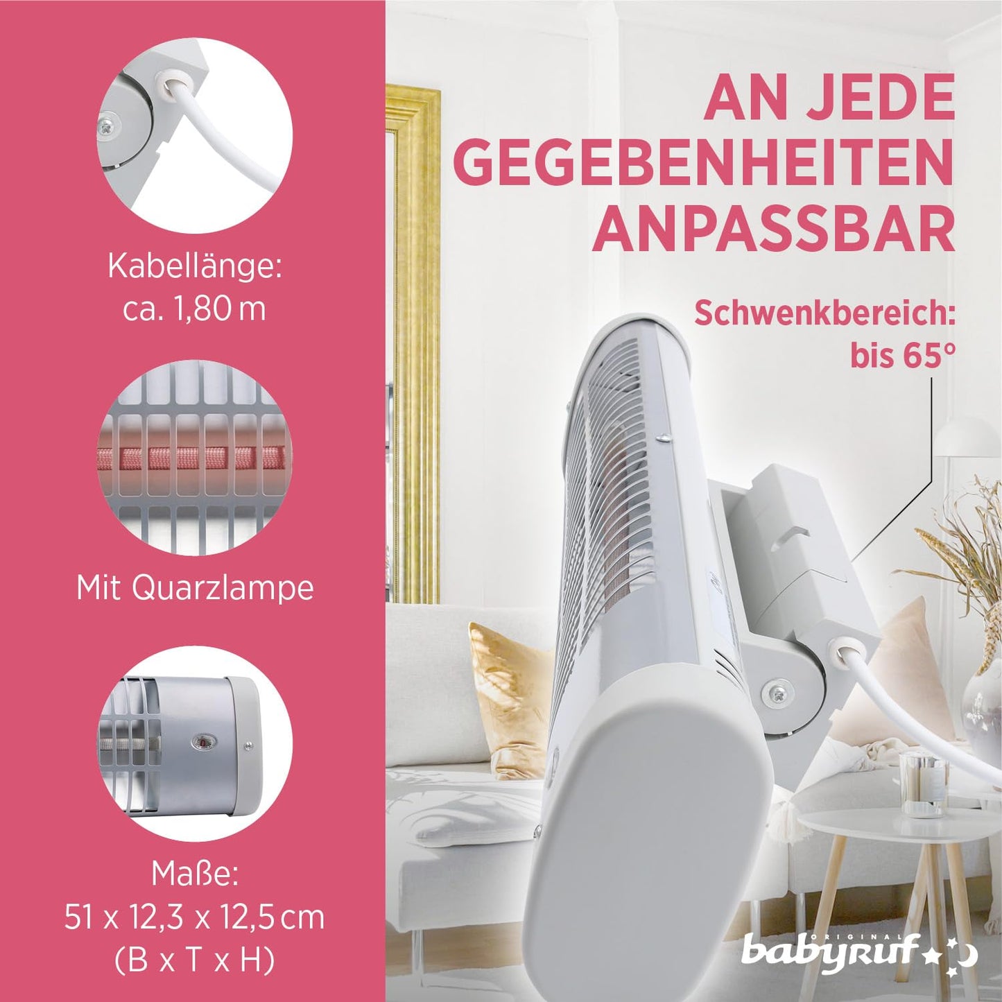 Baby Heater Heizstrahler 600 Watt Changing Table Heater Automatic