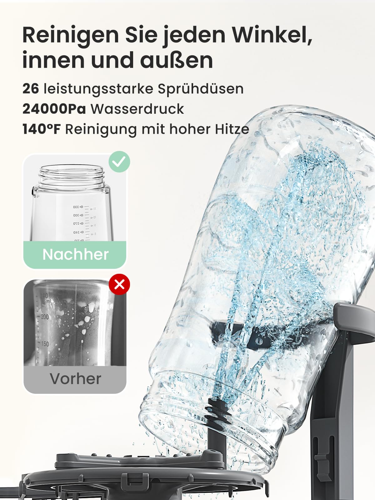 Grownsy Baby Bottle Washer Pro, All-in-One Bottle Cleaner, Steriliser and Dryer, Baby Bottle Cleaner for Bottles