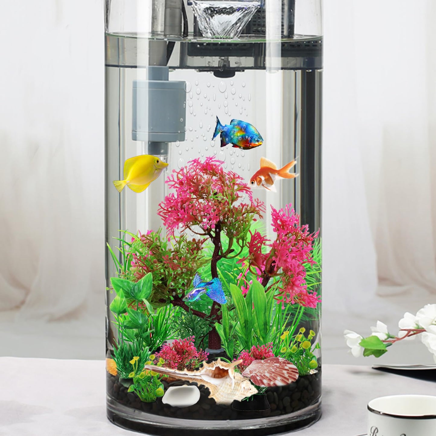 Pack of 10 Artificial Plants Aquarium Decoration Green Plastic Plants