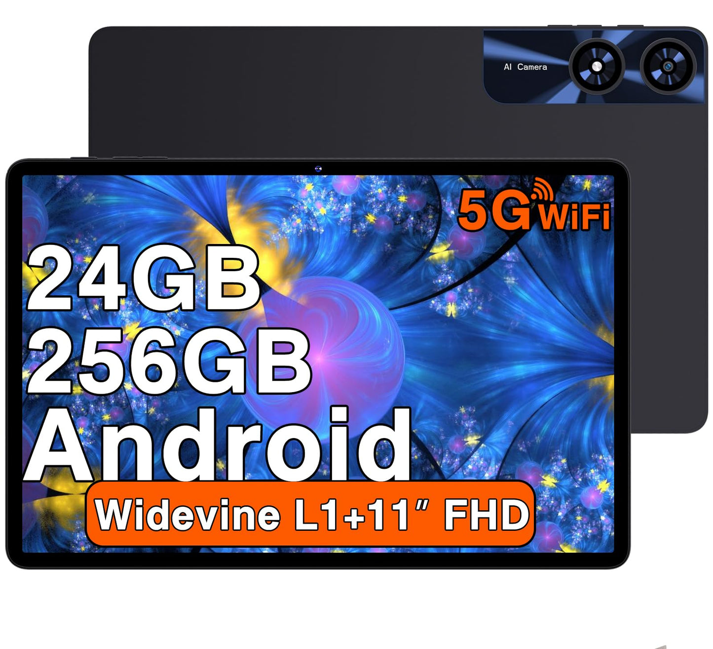 Tablet 11 Zoll Android mit, 24GB RAM 256GB ROM TF 1TB, Octa-Core, GMS, 5G WiFi 6, Bluetooth 5.0