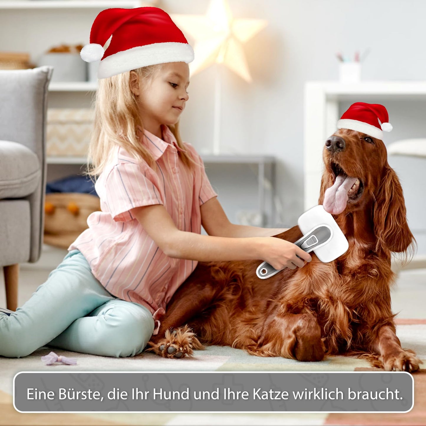 Hundebürste für Hunde und Katzen, selbstreinigend, Katzenbürste für Unterwolle und loses Fell