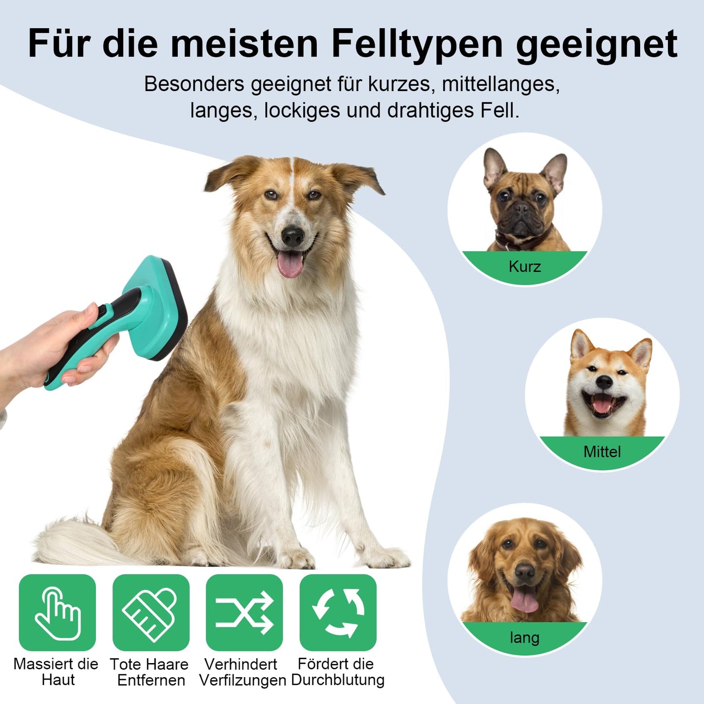 Hundebürste für Hunde und Katzen, selbstreinigend, Katzenbürste für Unterwolle und loses Fell