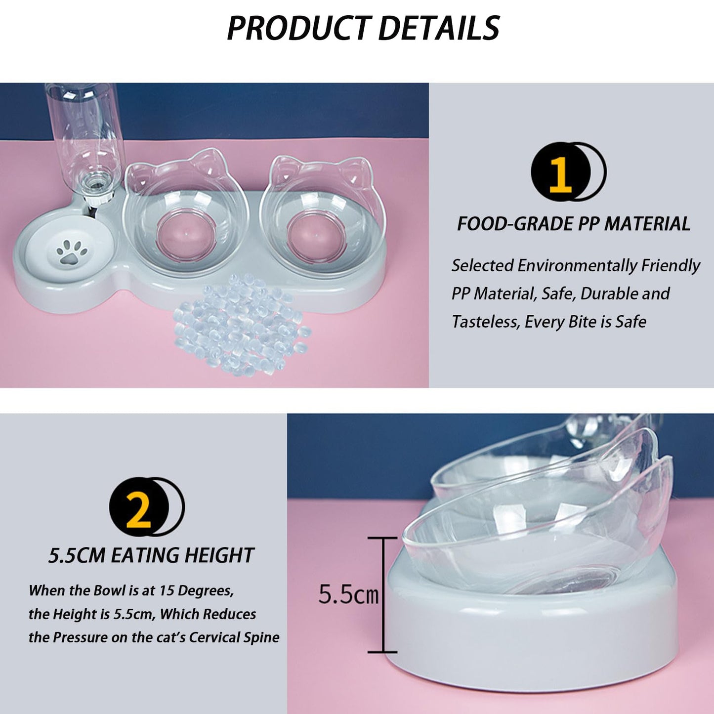 Katzennapf Set mit Wasserspender | Automatischer Trinkbrunnen für Katzen & Hunde