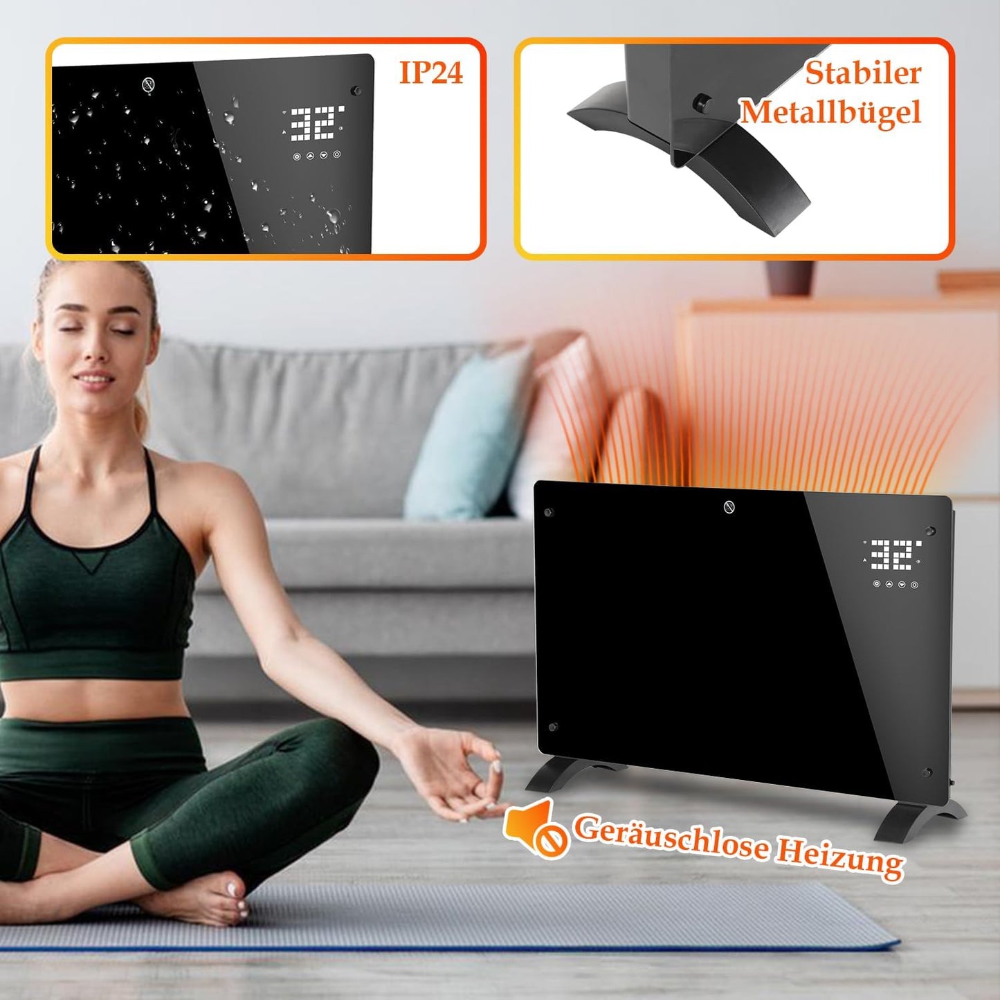 Heizung Fiqops Oil Radiator 2500 W, Energy Saving with 11 Ribs 3 Heat Settings, Thermostat, WiFi App & Remote Control, Digital Display