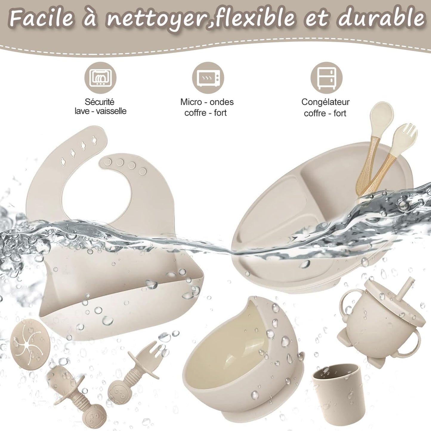 Baby Geschirr set, Crockery Set, Set of 12 Children's Tableware, Baby Spoon, Drinking Cup