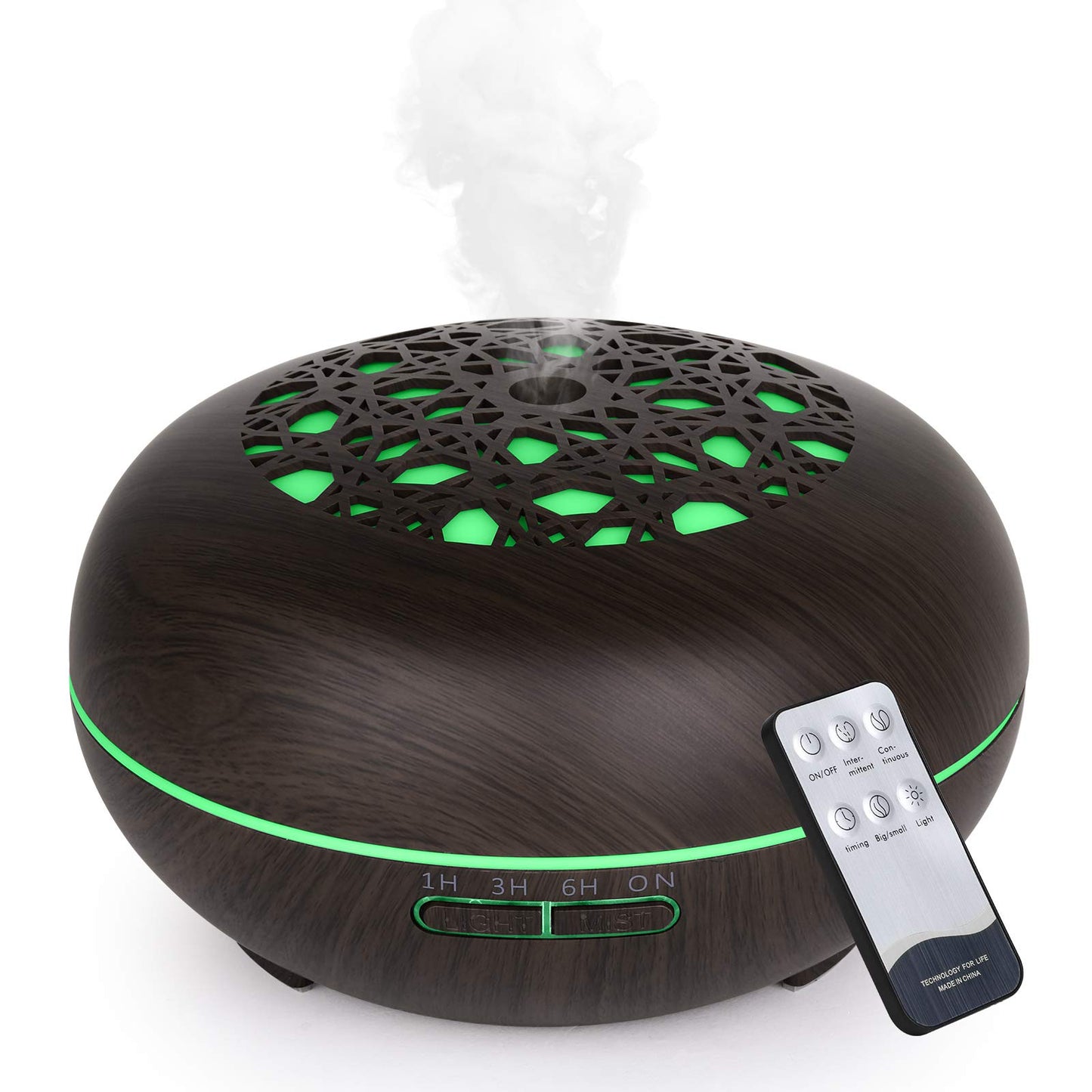 Aroma Diffuser Luftbefeuchter 550ml mit Fernbedienung, Ultraschall Vernebler Duftlampe Öle Diffusor mit 7 Farben LED Wasserlose Abschaltautomatik