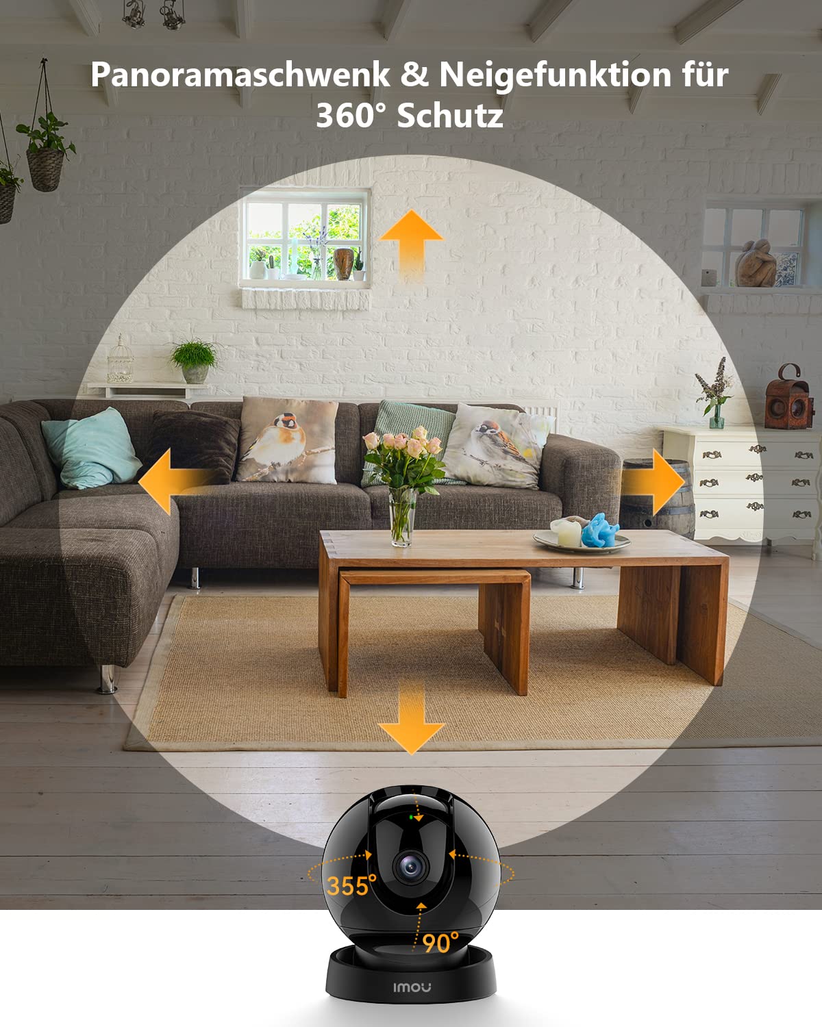 2K Überwachungskamera Innen 355°/70°, 3MP WLAN Kamera Indoor
