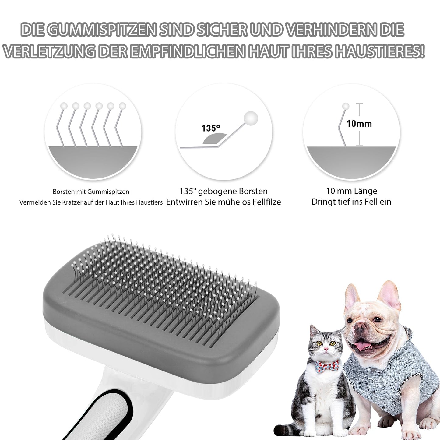 Hundebürste für Hunde und Katzen, selbstreinigend, Katzenbürste für Unterwolle und loses Fell