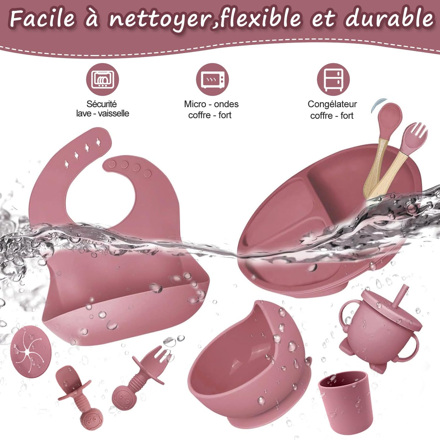 Baby Geschirr set, Crockery Set, Set of 12 Children's Tableware, Baby Spoon, Drinking Cup