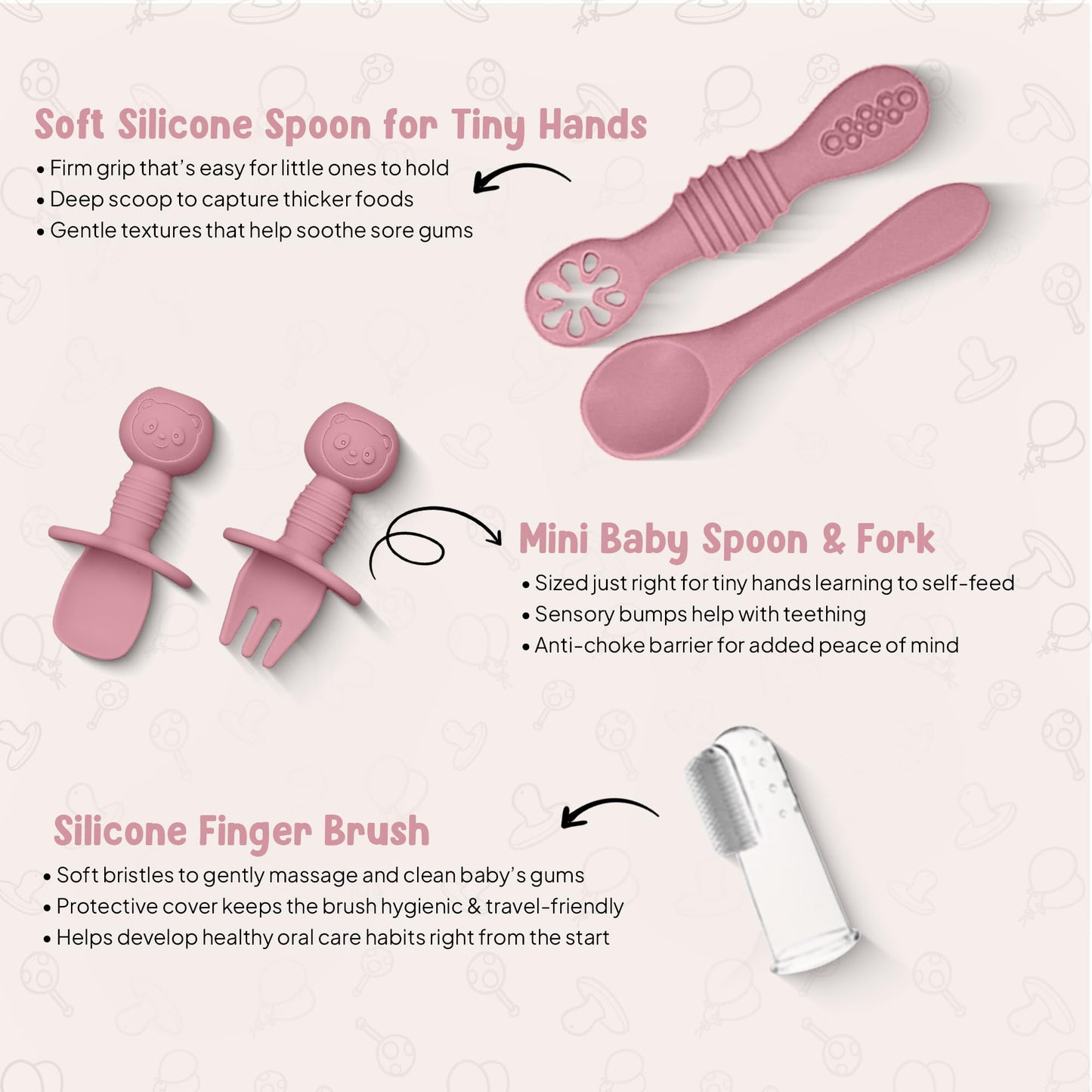 Baby Geschirr Set 11 Pieces Baby LED Weaning Accessories for Toddlers, Baby Feeding Set