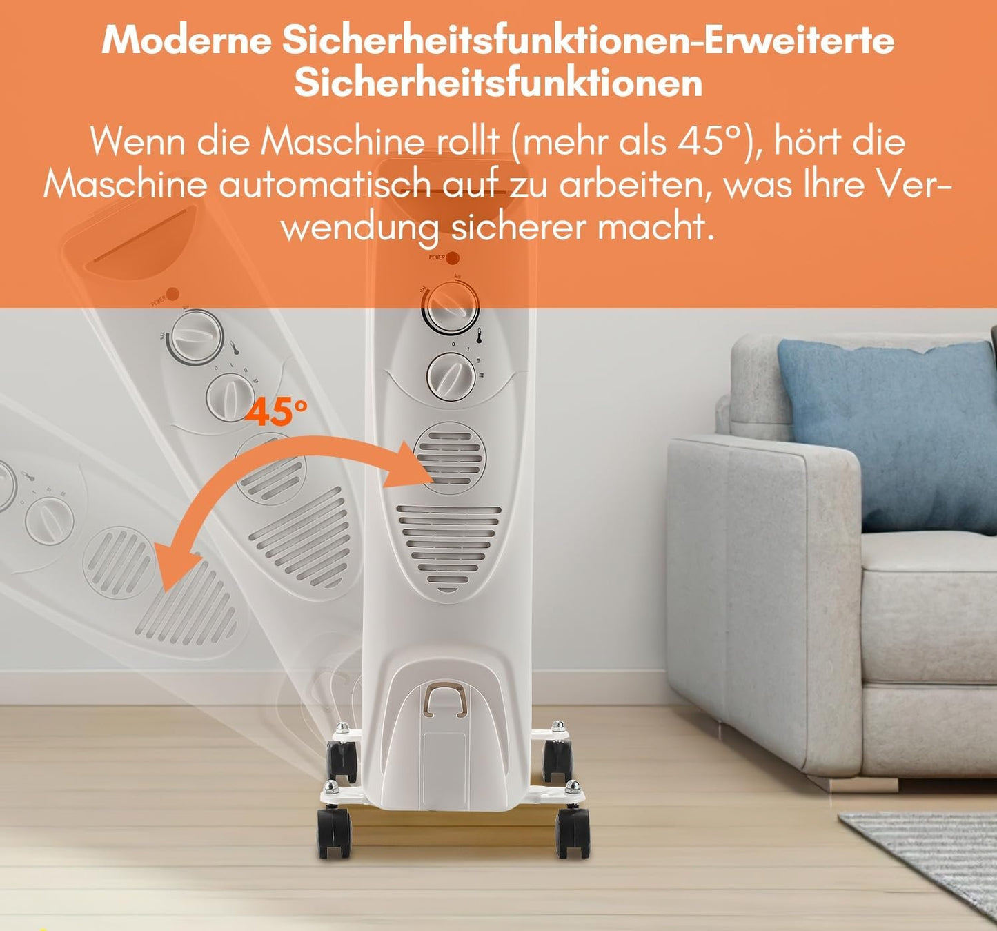 Heizung Fiqops Oil Radiator 2500 W, Energy Saving with 11 Ribs 3 Heat Settings, Thermostat, WiFi App & Remote Control, Digital Display