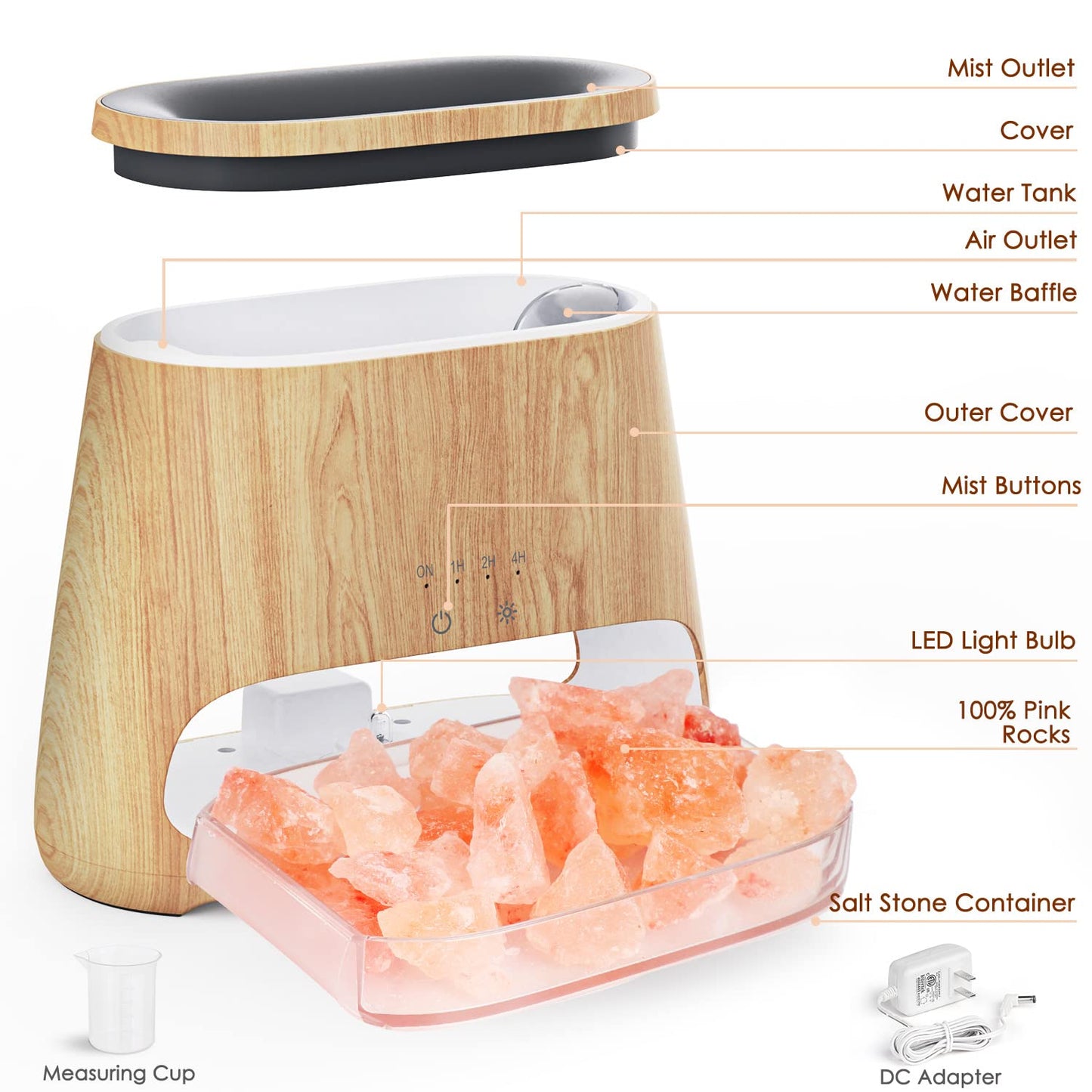 2-in-1 Aroma Diffuser & Salt Range Pakistan Light, Flame Effect for Essential Oils, Humidifier with 3 Brightness, 150 ml