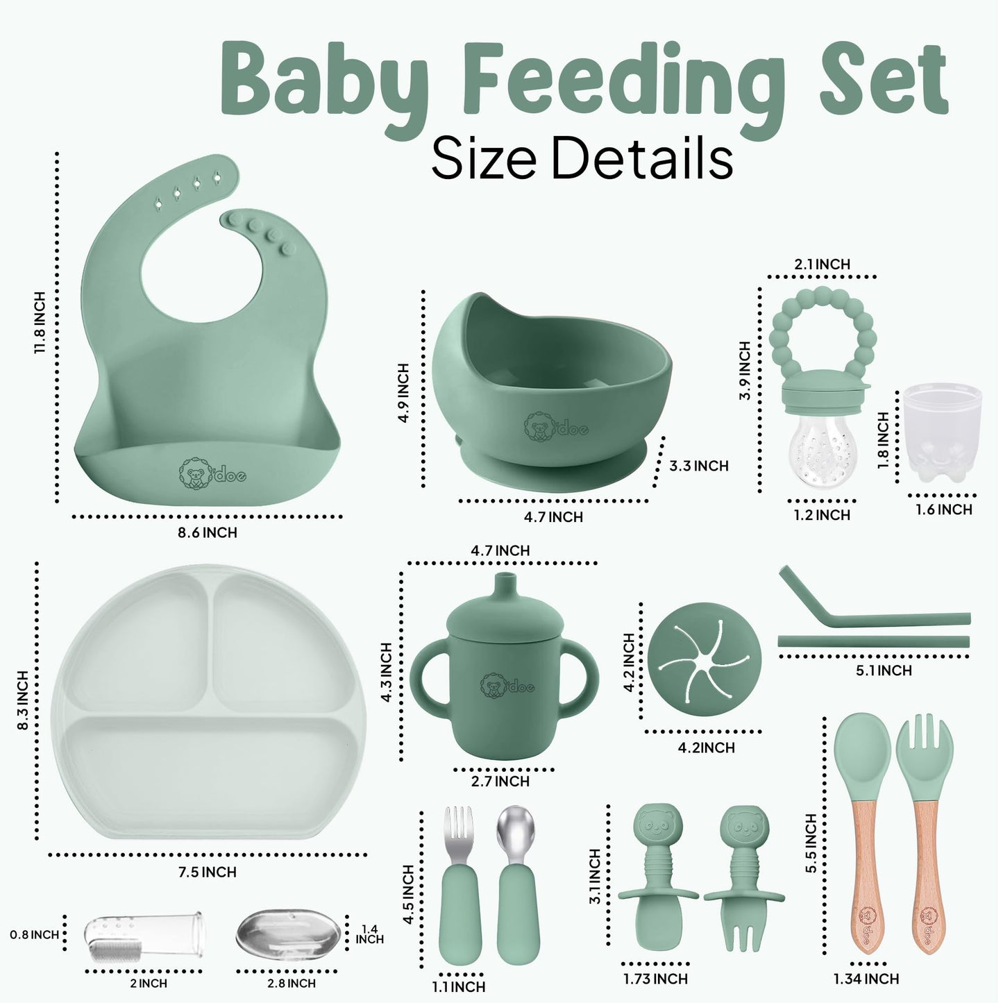 Baby Geschirr Set 11 Pieces Baby LED Weaning Accessories for Toddlers, Baby Feeding Set