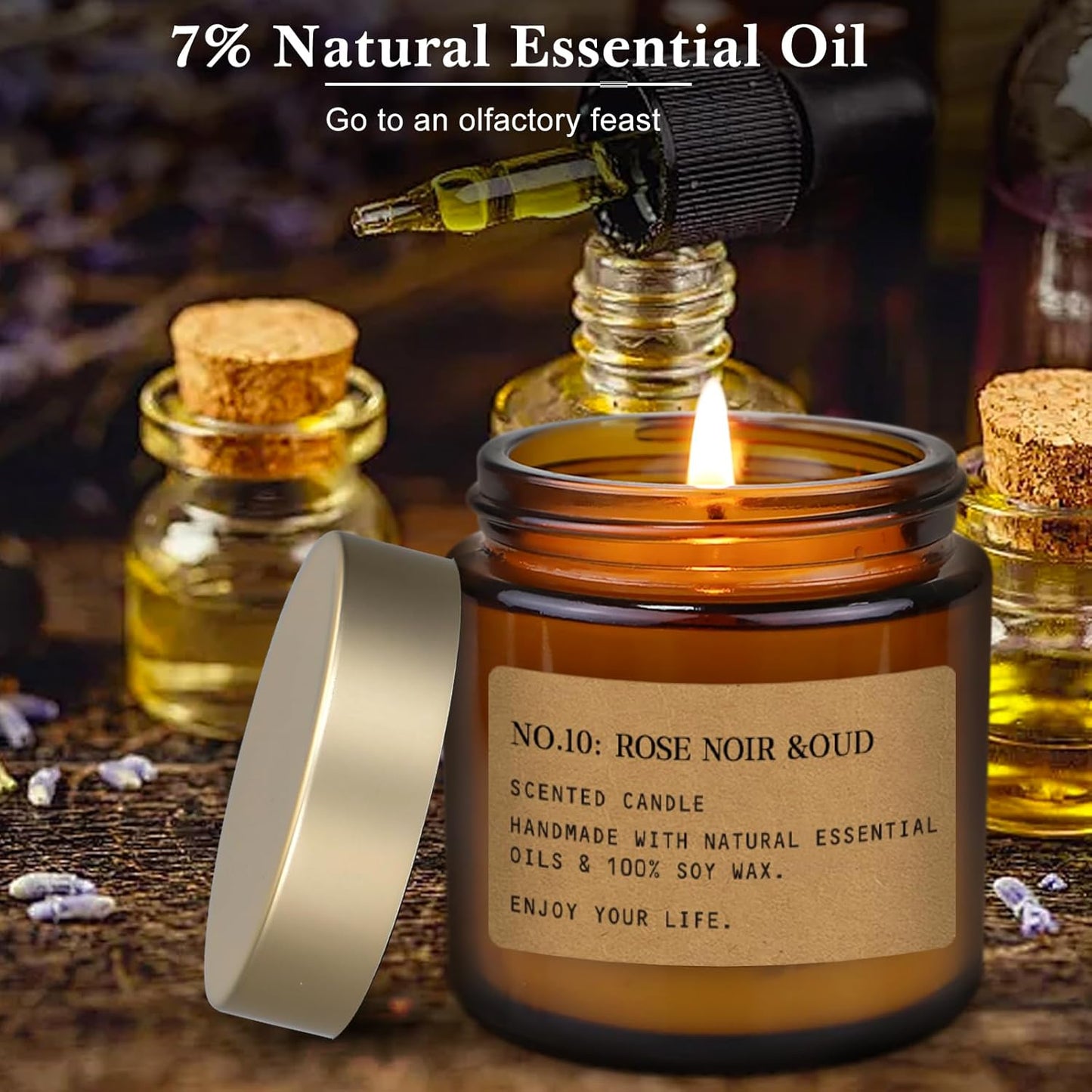 Duftkerze 12er Set Kerzen Geschenkbox, Natürliches Sojawachs 300h Brenndauer, Geschenkset, Ideal für Yoga, Schlaf, Meditation, SPA