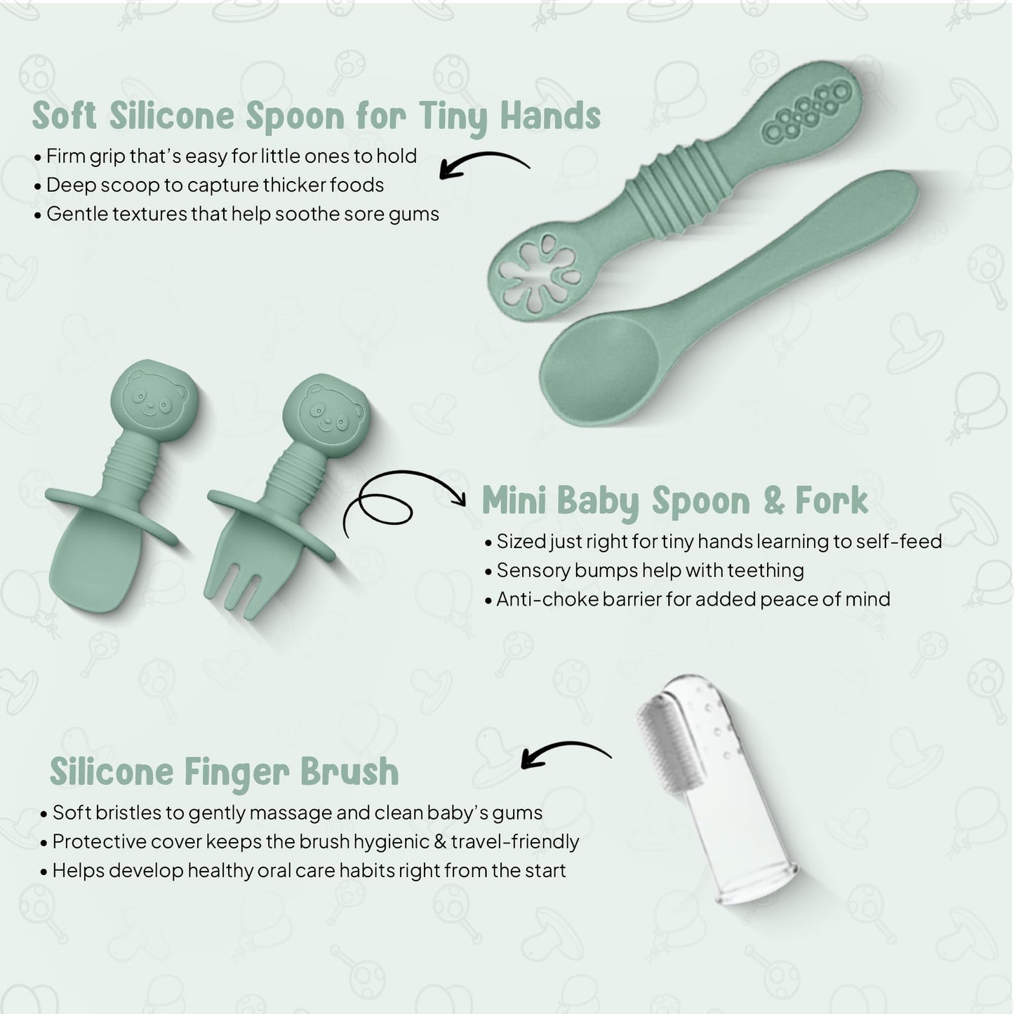 Baby Geschirr Set 11 Pieces Baby LED Weaning Accessories for Toddlers, Baby Feeding Set