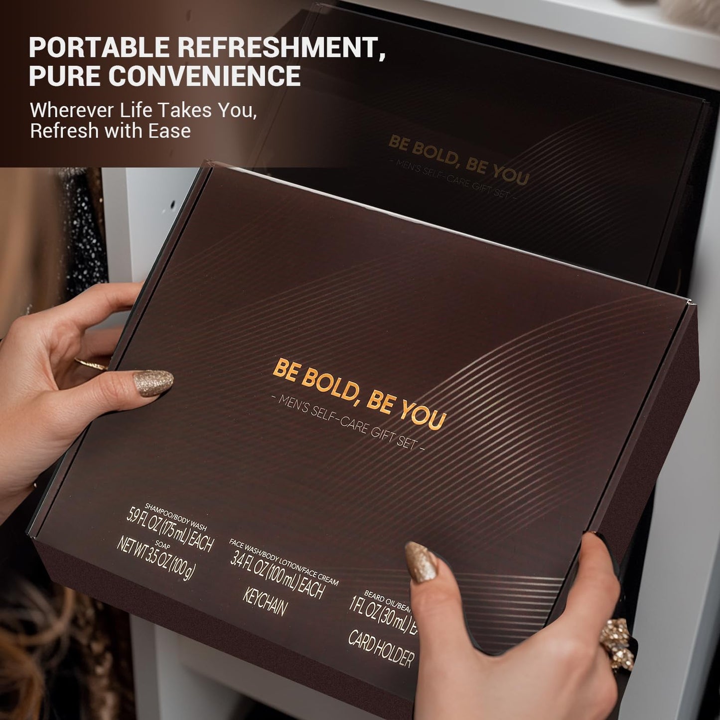 BODY & EARTH Men's Care Gift Set Sandalwood, 10-Piece Care Set with Beard Oil