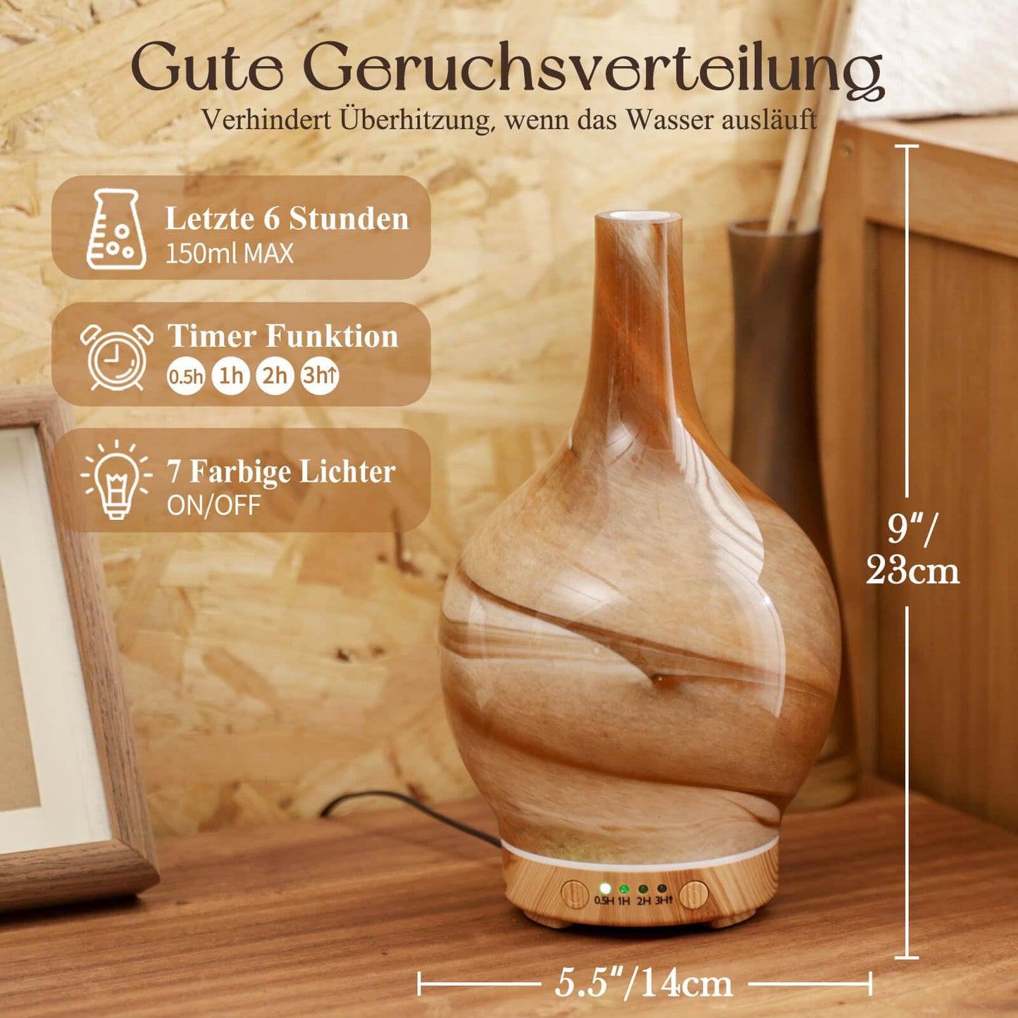 Aroma Diffuser Luftbefeuchter,150ml Luftbefeuchter Ultraschall Leise 7 farbwechselnde LEDs,Diffuser für Ätherische Öle Raumbefeuchter