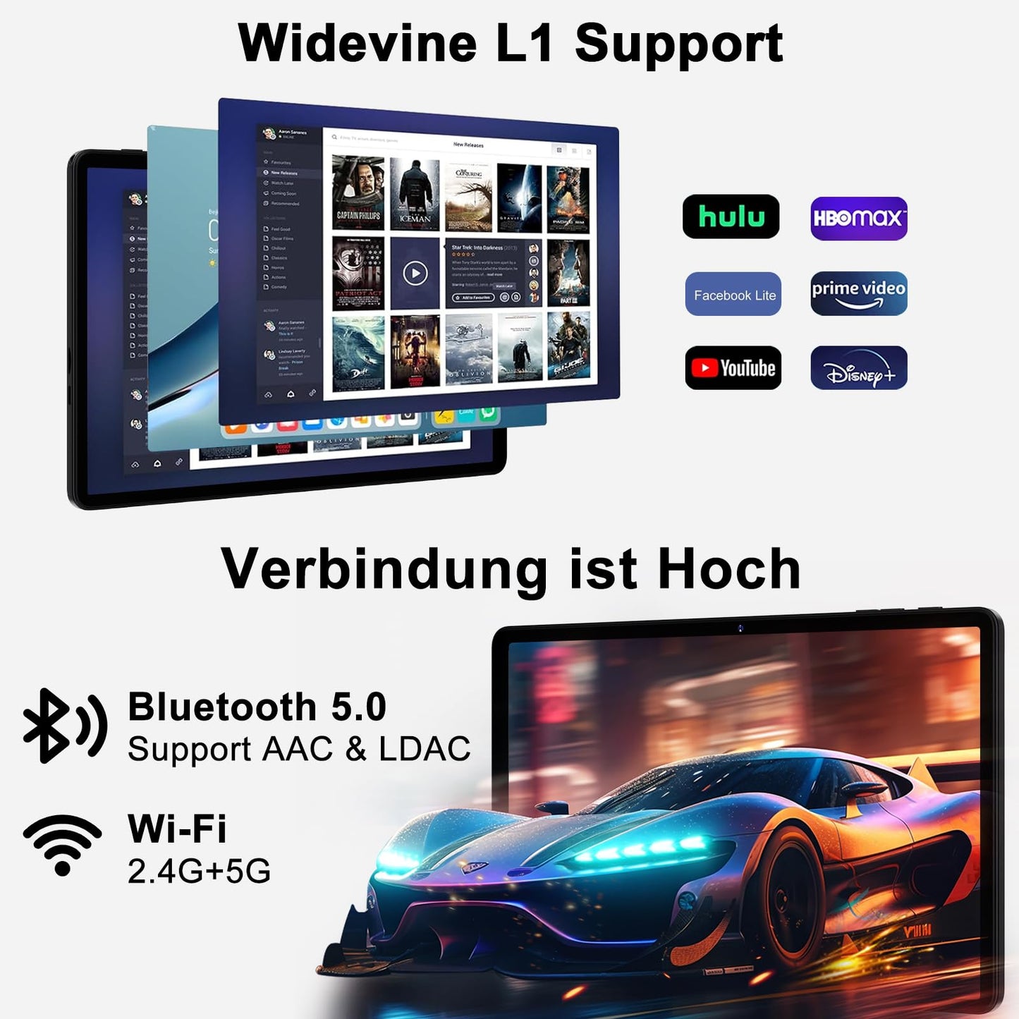 Tablet 11 Zoll Android mit, 24GB RAM 256GB ROM TF 1TB, Octa-Core, GMS, 5G WiFi 6, Bluetooth 5.0