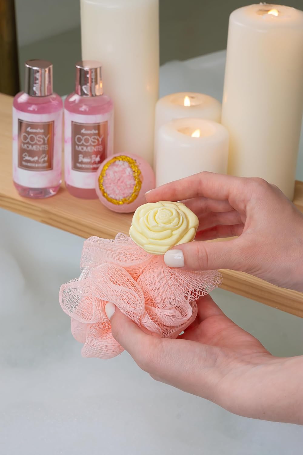 Accentra - COSY MOMENTS Bade- & Duschset in rosé - Geschenk Set zur Entspannung für Frauen zum Geburtstag