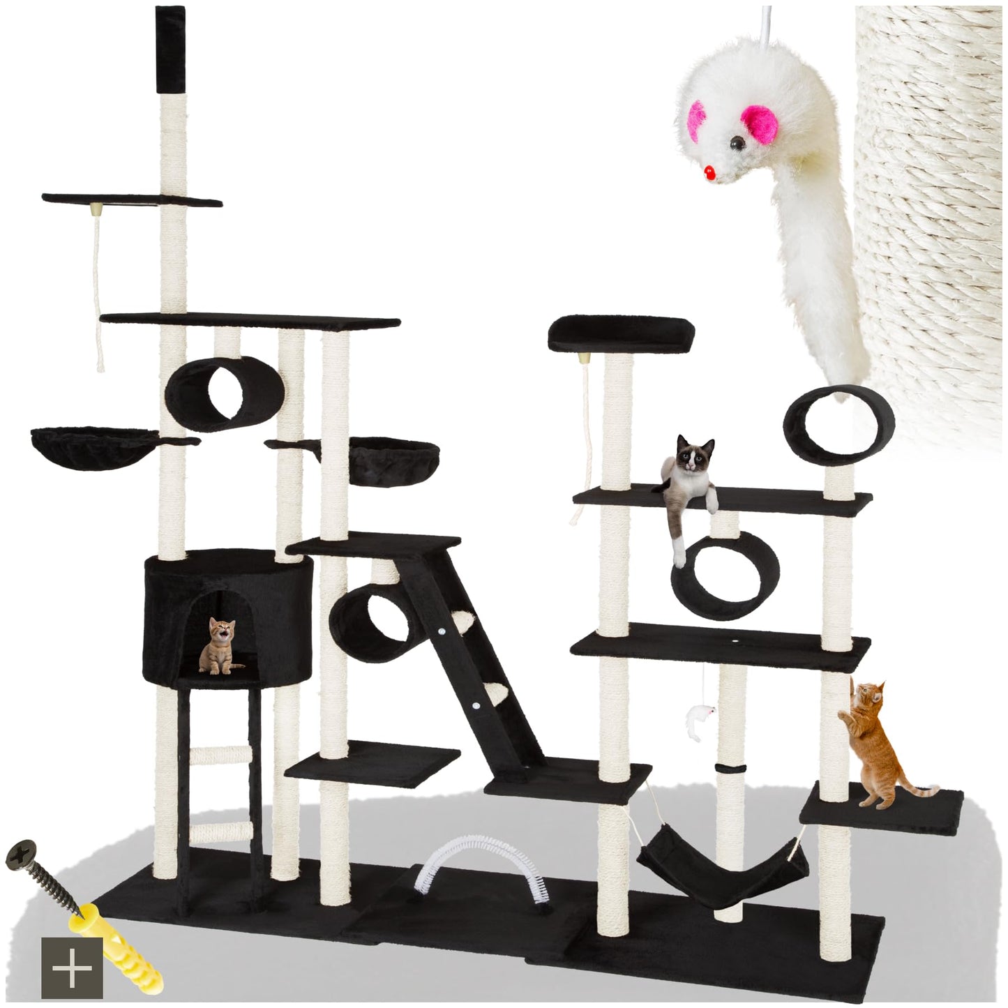 Kratzbaum Snooky | Spielcenter mit Kratzbäumen über mehrere Ebenen | Katzenhaus Aussichtsplattformen