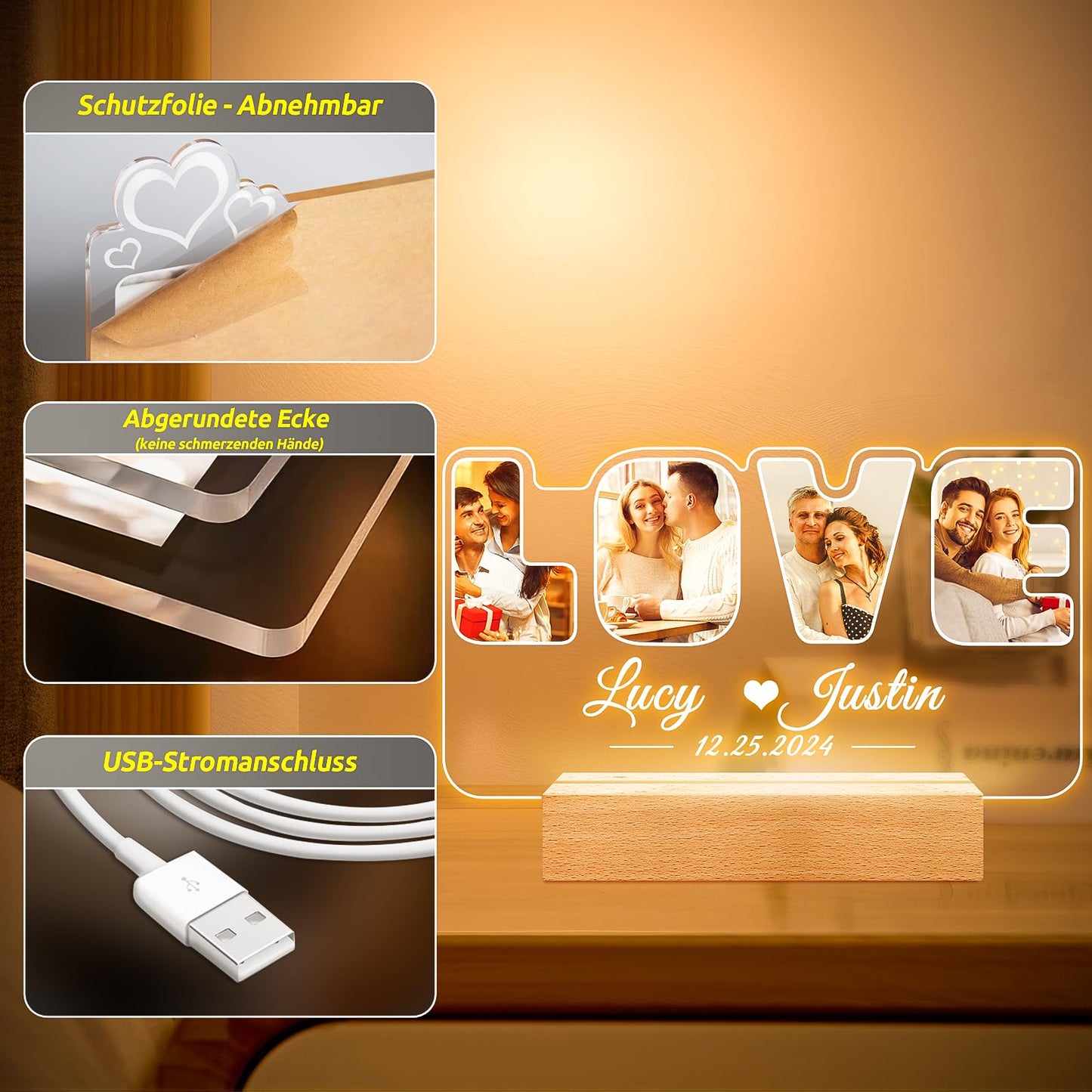 Personalised Christmas Gifts for Women & Men, Personalised Picture Frame with Photo, Photo Gifts Personalised for Him Her, Personalised Gifts