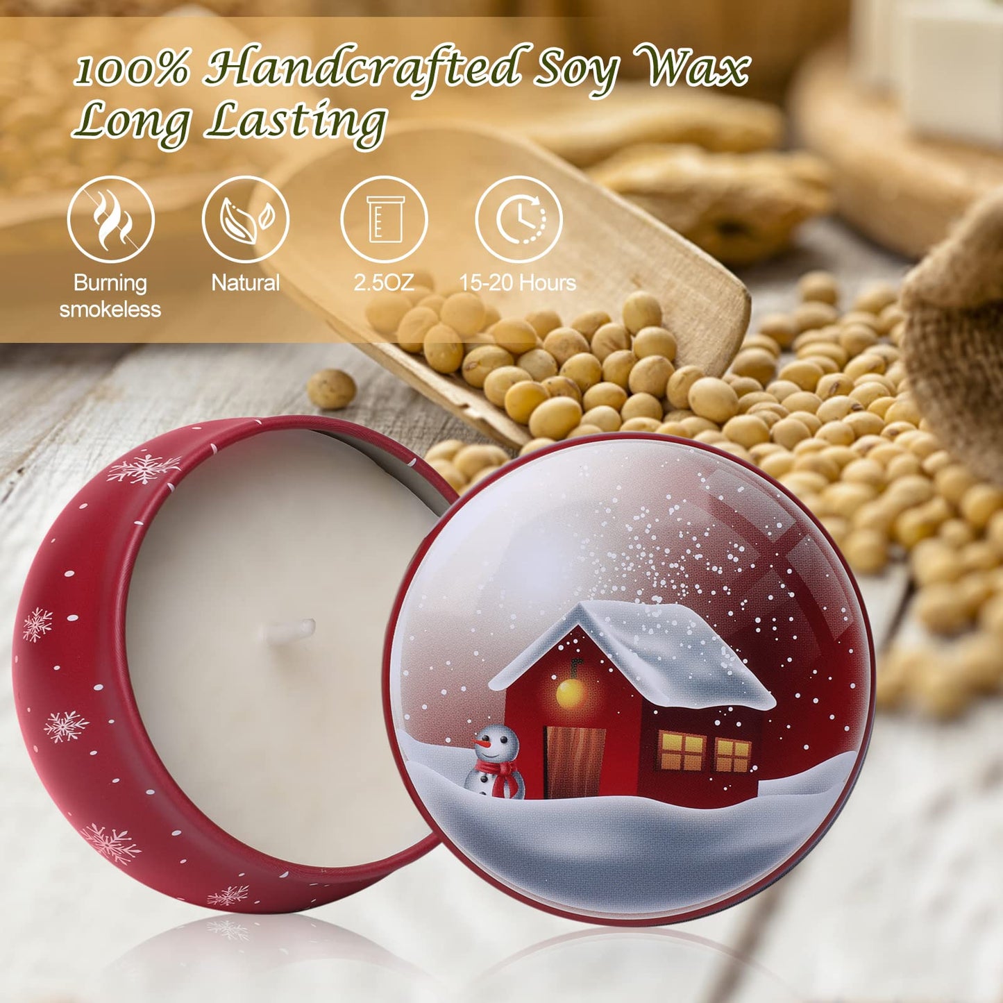 Pack of 12 Christmas Candles Scented Candles Set, Christmas Candle 100% Natural Soy Candles for Christmas, Gifts Aromatherapy