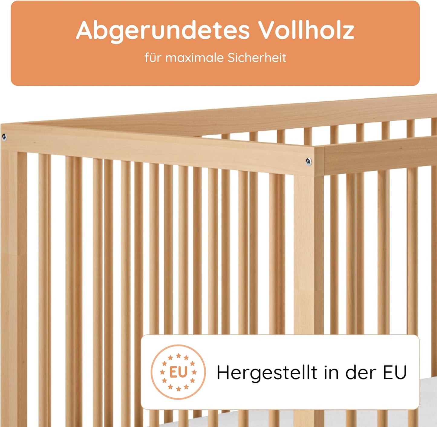 Kids Collective Baby Cot Bed 60x120 | 70x140 cm Height Adjustable