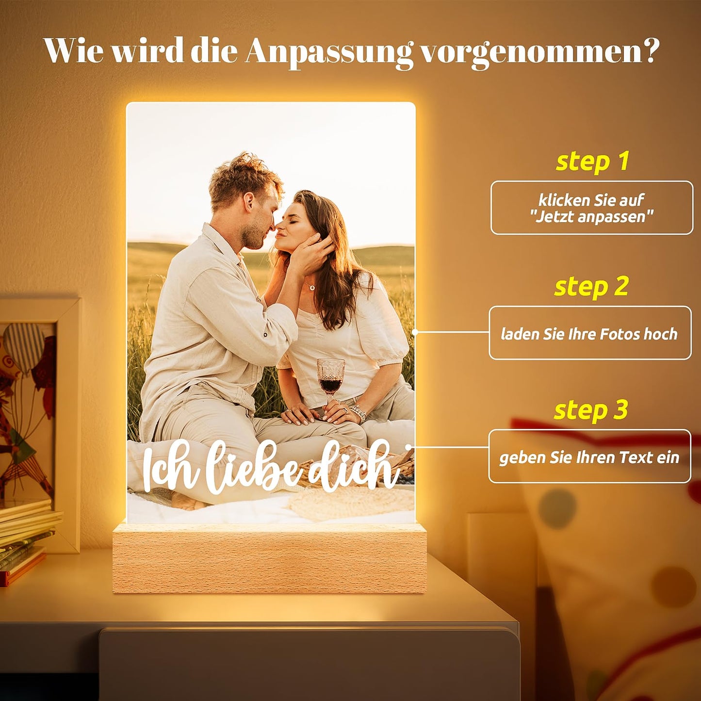 Personalised Christmas Gifts for Women & Men, Personalised Picture Frame with Photo, Photo Gifts Personalised for Him Her, Personalised Gifts