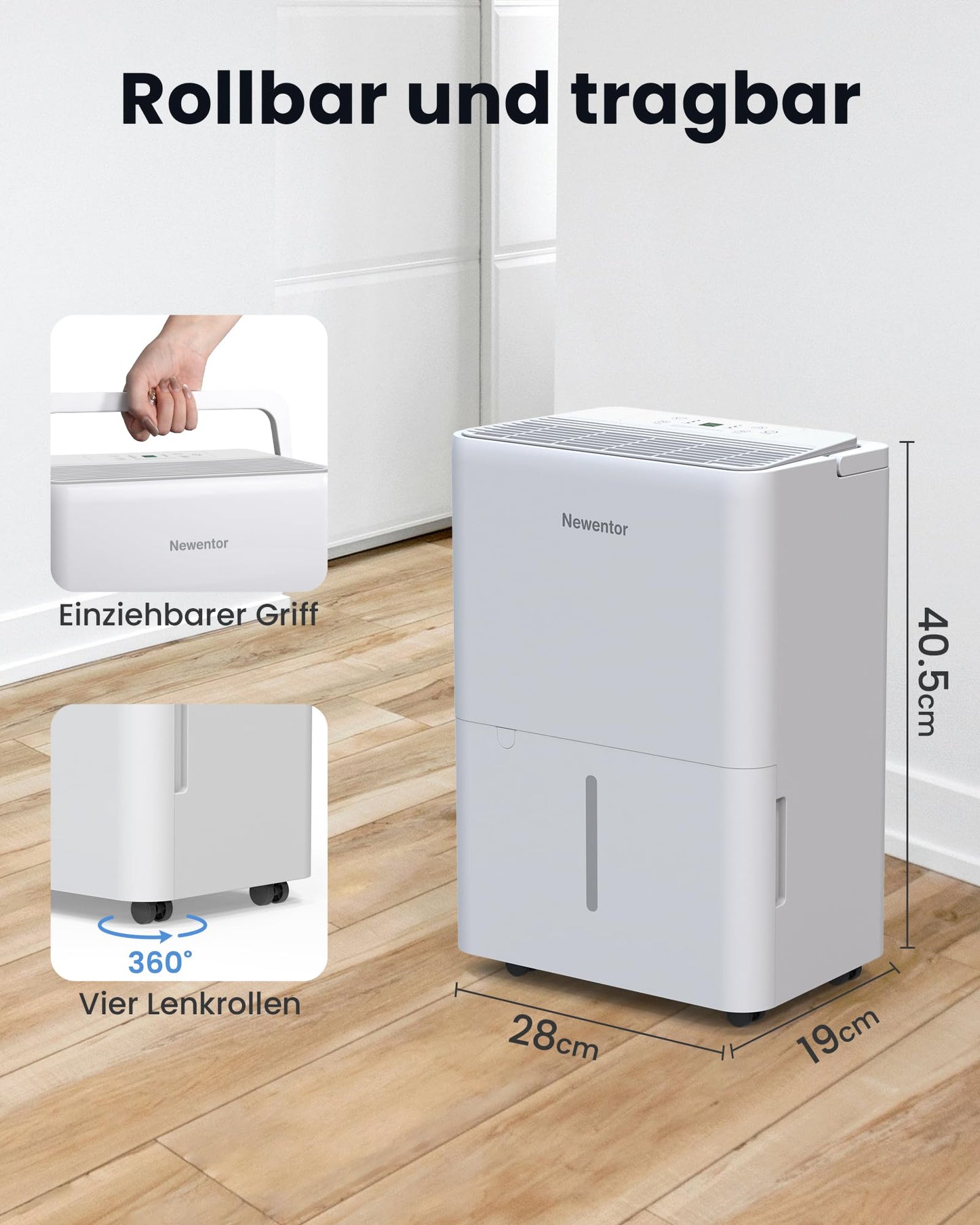 Luftentfeuchter 12L Dehumidifier Electric Cellar 35 dB, Room Dehumidifier