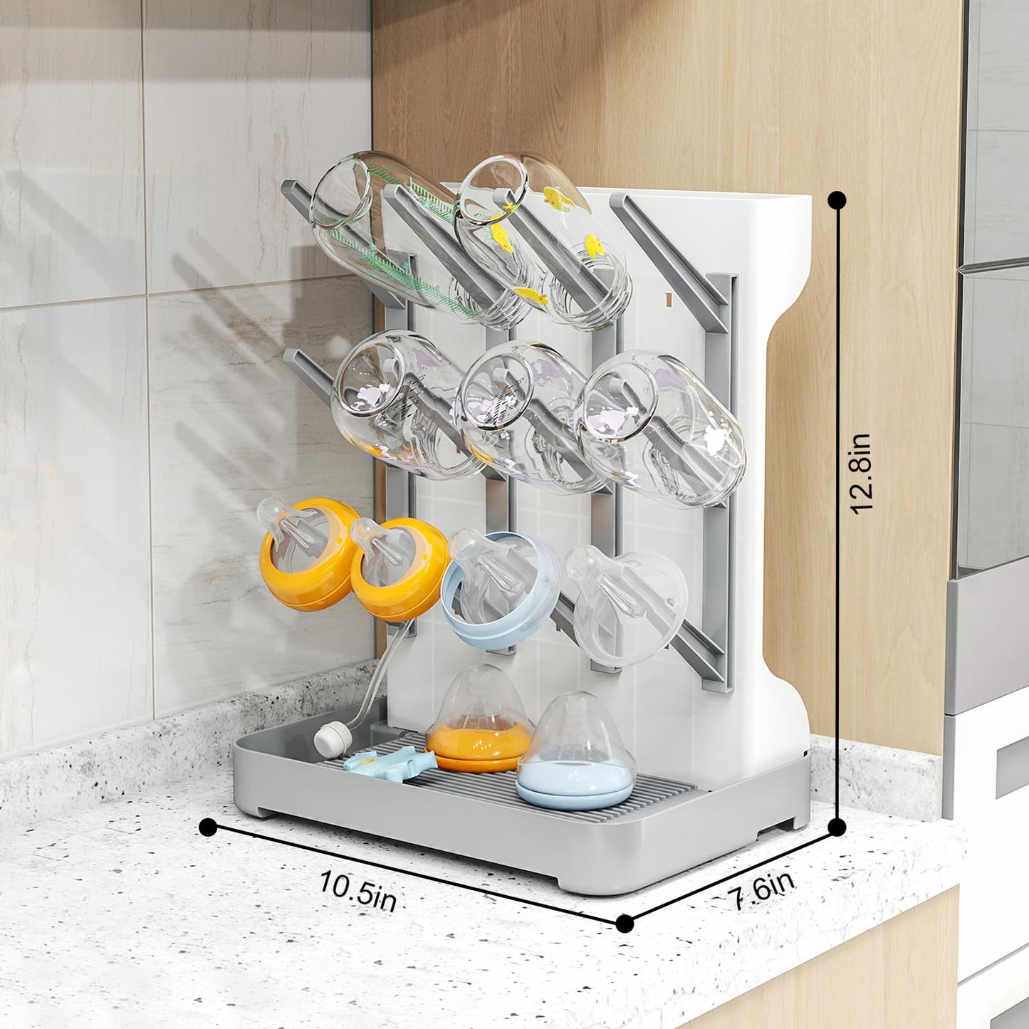 Flaschentrockner Halter – platzsparender Stand Arbeitsplatte Trockenständer für Babyflaschen