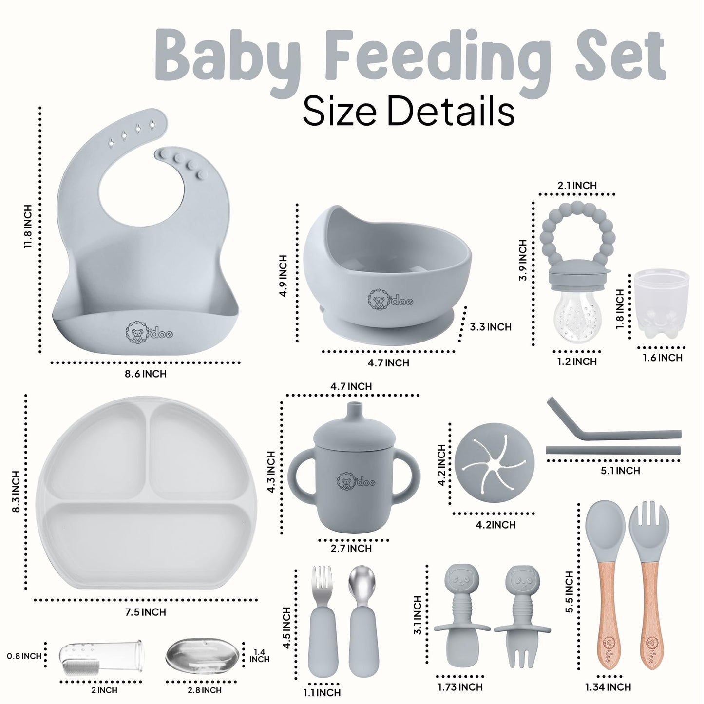 Baby Geschirr Set 11 Pieces Baby LED Weaning Accessories for Toddlers, Baby Feeding Set