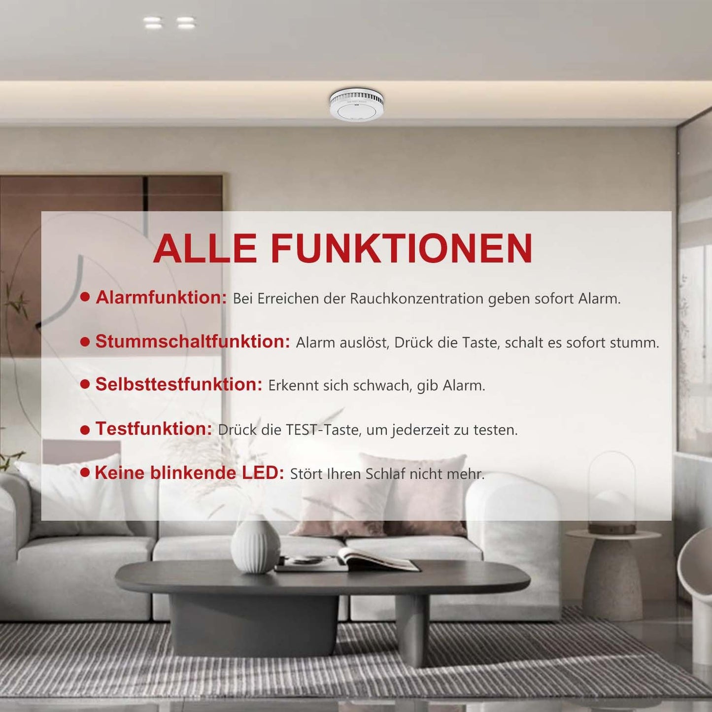 6er Rauchmelder Set 10 Jahre Batterie, Feuermelder, Brandmelder 10 Jahre Batterie