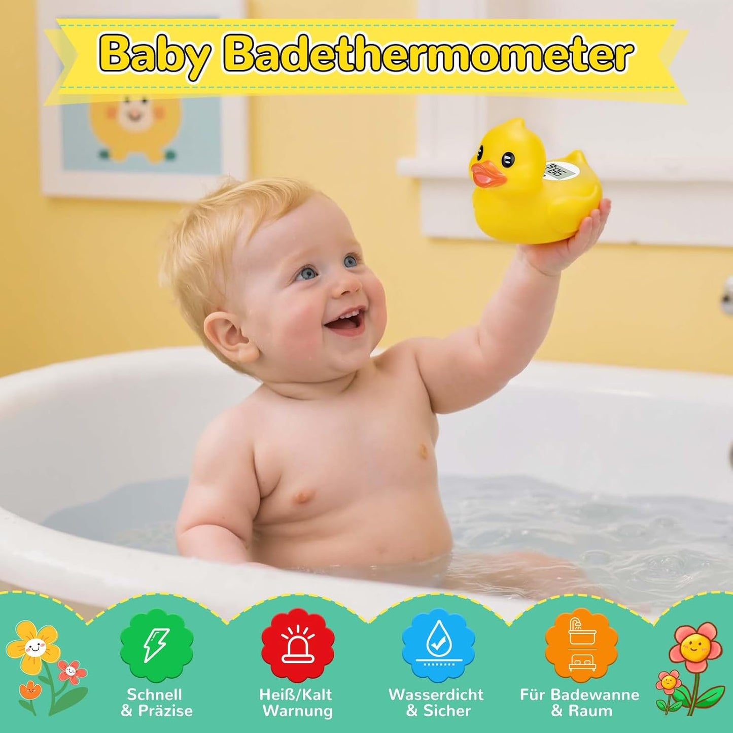 Badethermometer Baby โ Digitales Thermometer fรผr Baby Badewanne