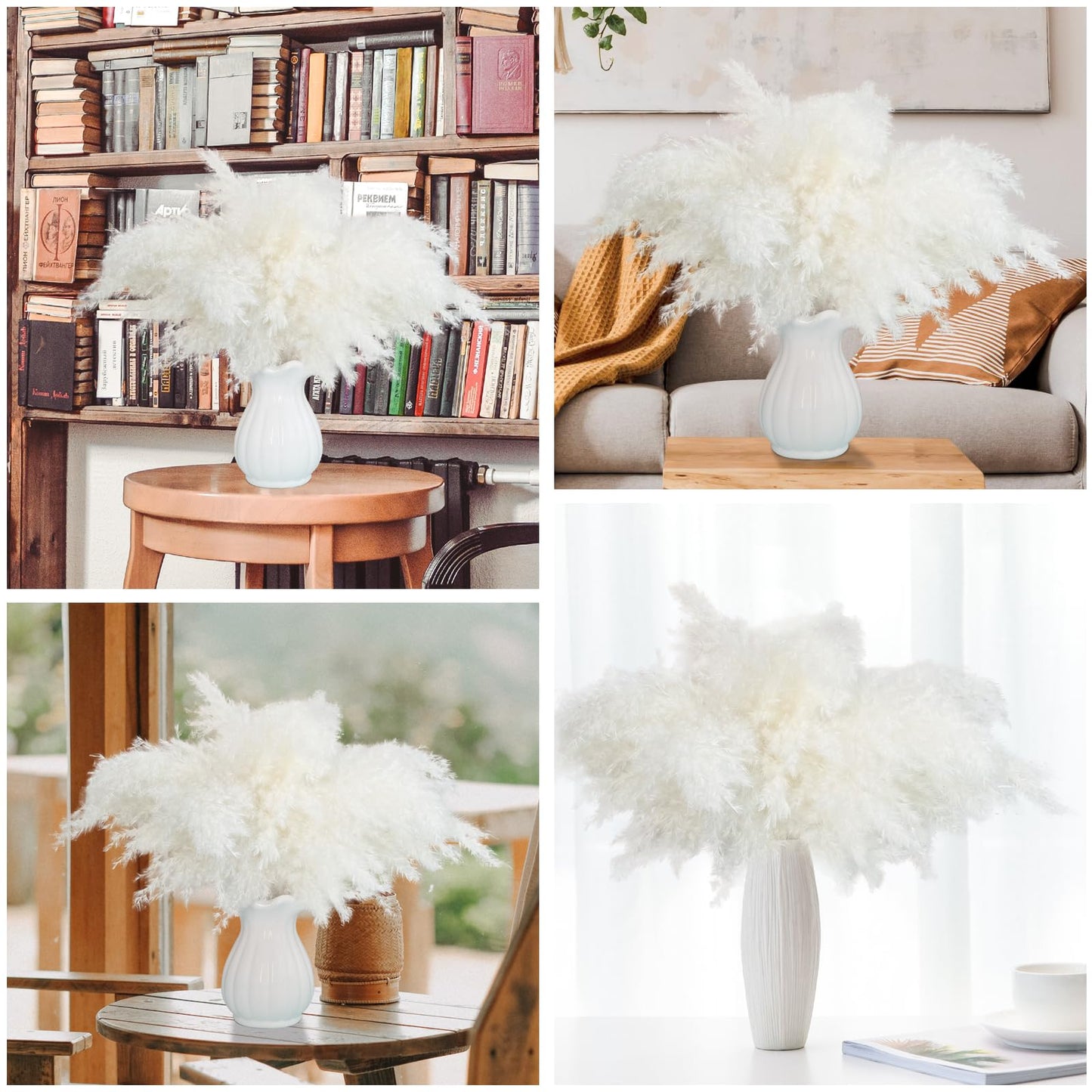 Dried Pampas Grass 60 Pieces Natural Dried Flowers Decoration, Bouquet Reed Flower Decoration for Living Room Bedroom