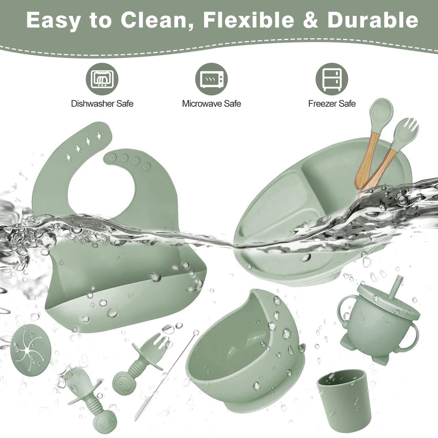 Baby Geschirr set, Crockery Set, Set of 12 Children's Tableware, Baby Spoon, Drinking Cup