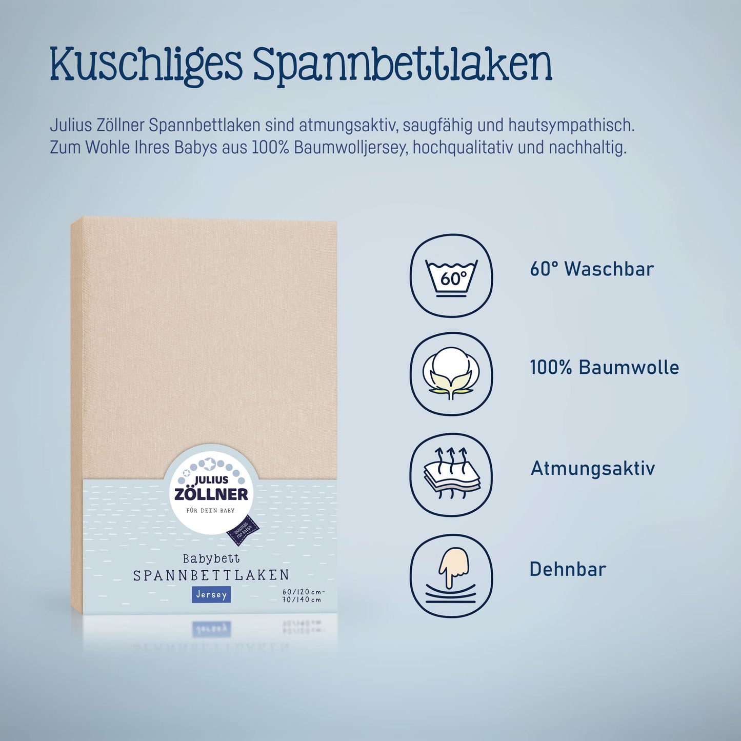 Spannbettlaken für Baby- & Kinderbett, 100% Jersey-Baumwolle, 2er Pack