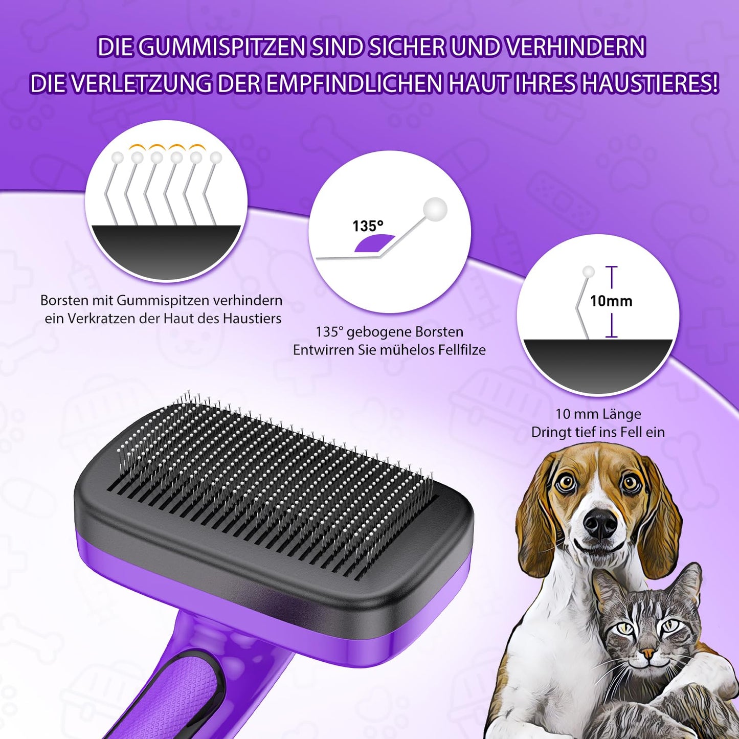 Hundebürste für Hunde und Katzen, selbstreinigend, Katzenbürste für Unterwolle und loses Fell