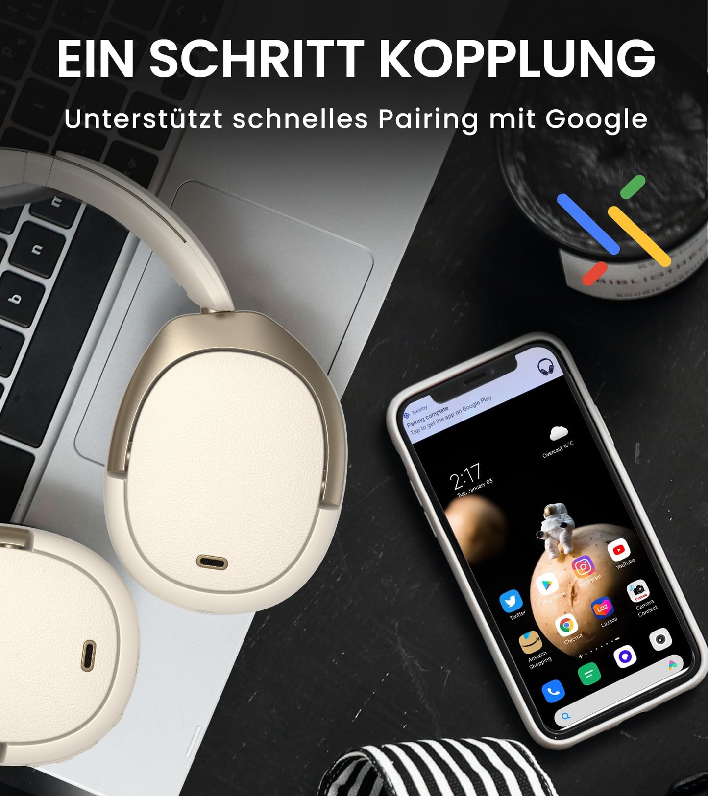 Hybrid Active Noise Cancelling Kopfhörer mit Hi-Res Audio und Custom EQ Bluetooth