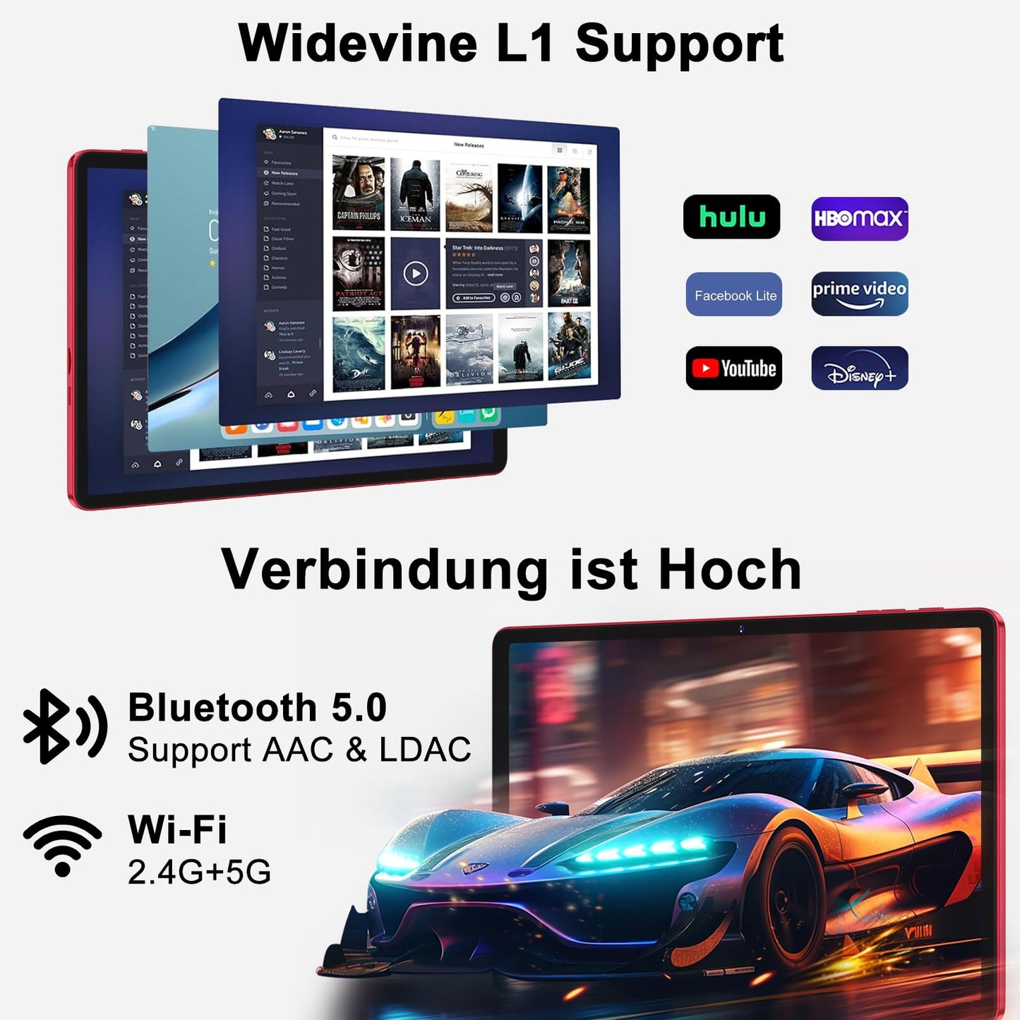 Tablet 11 Zoll Android mit, 24GB RAM 256GB ROM TF 1TB, Octa-Core, GMS, 5G WiFi 6, Bluetooth 5.0