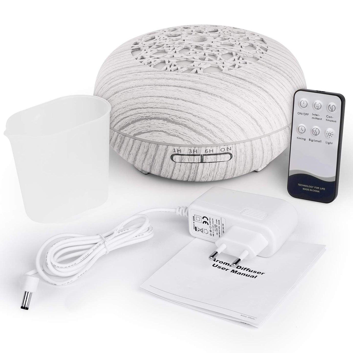 Aroma Diffuser Luftbefeuchter 550ml mit Fernbedienung, Ultraschall Vernebler Duftlampe Öle Diffusor mit 7 Farben LED Wasserlose Abschaltautomatik