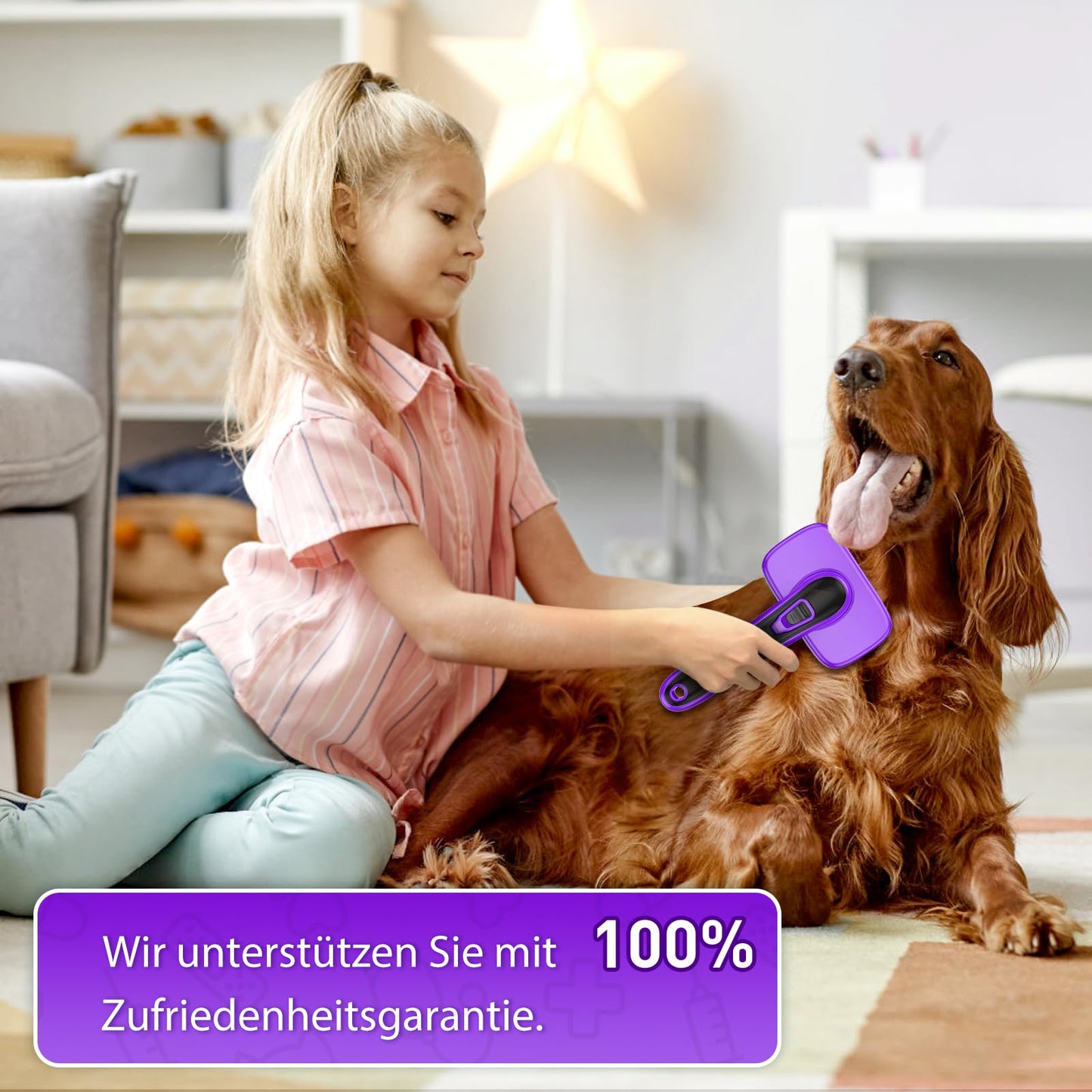 Hundebürste für Hunde und Katzen, selbstreinigend, Katzenbürste für Unterwolle und loses Fell