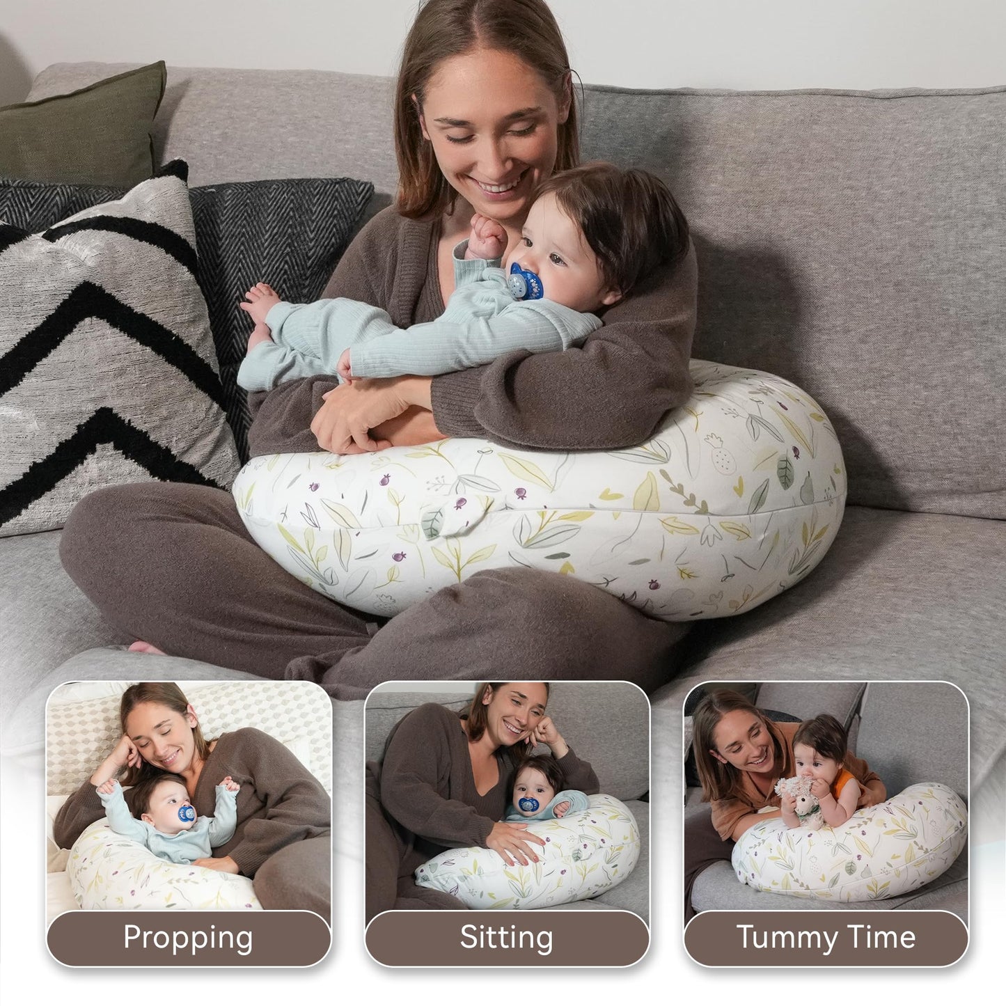 Nursing Pillow, Versatile Plus Size Positioning Pillow, Pregnancy Pillow for Baby and Adults, Side Sleeper Pillow with Washable