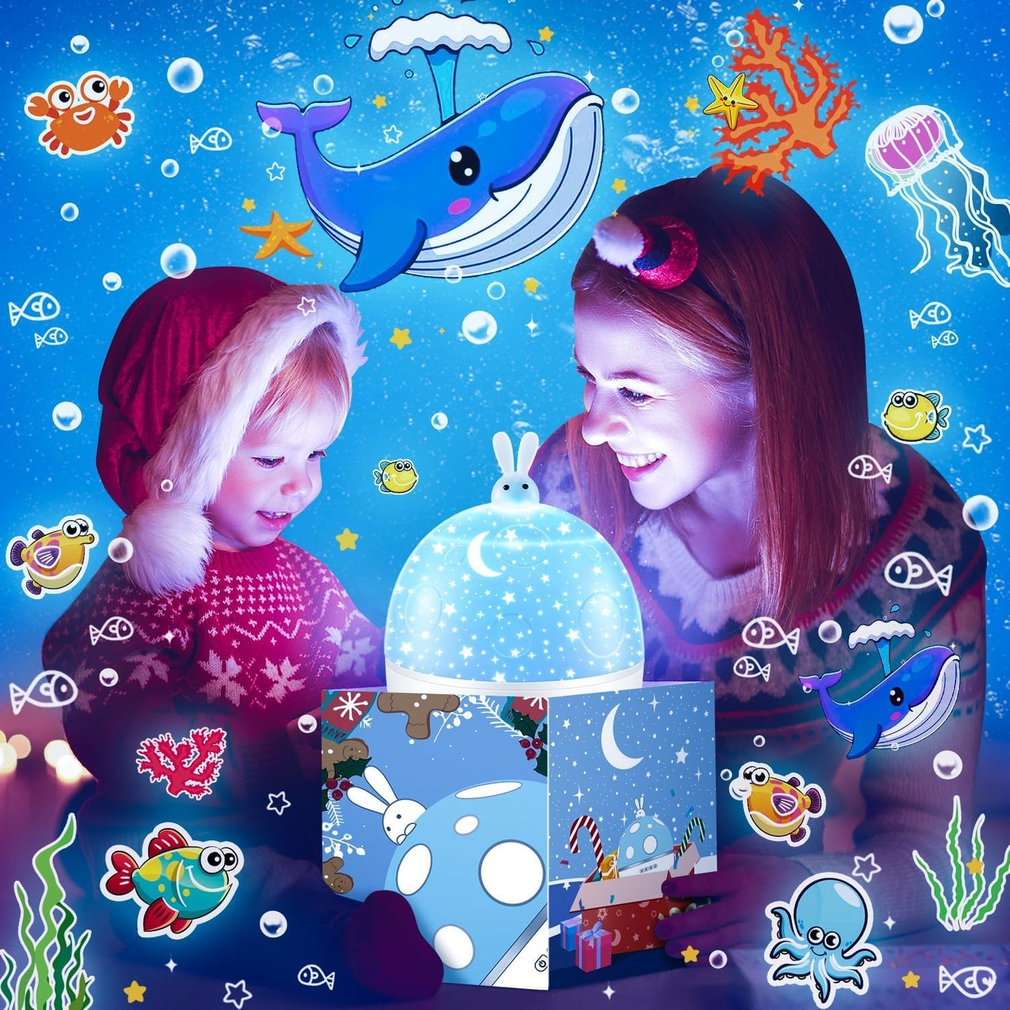 Sternenhimmel Projektor Kinder mit 15 Film, Nachtlicht Baby,Bluetooth,LED Projektor Sternenhimmel Nachttischlampe Kinder