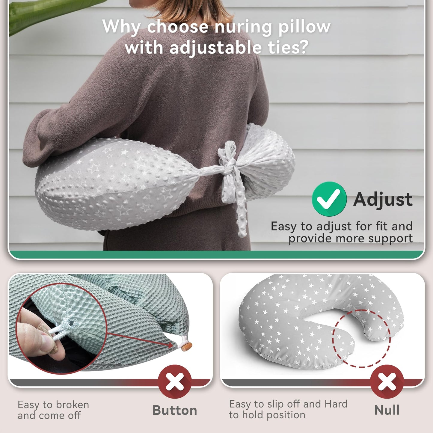 Nursing Pillow, Versatile Plus Size Positioning Pillow, Pregnancy Pillow for Baby and Adults, Side Sleeper Pillow with Washable