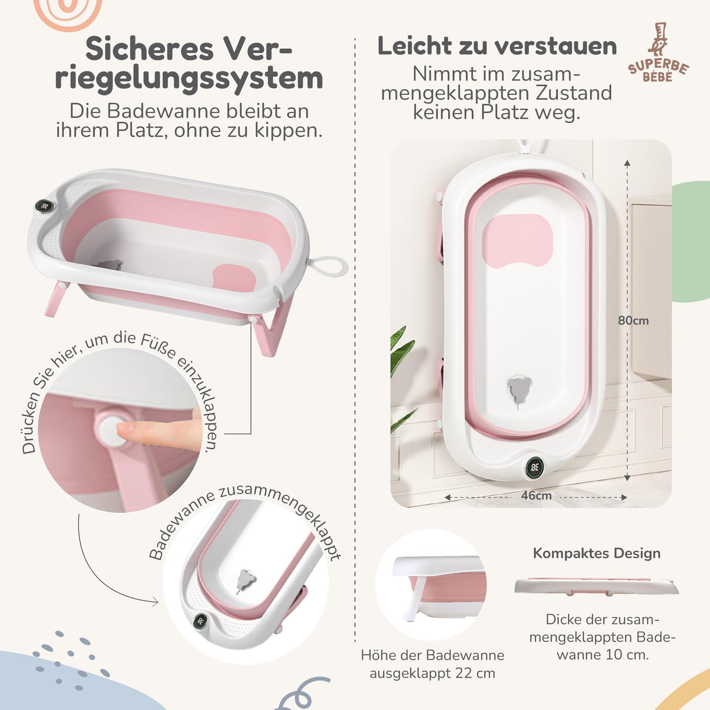 Faltbar Baby Badewanne Mit Rutschfestem Badewannensitz