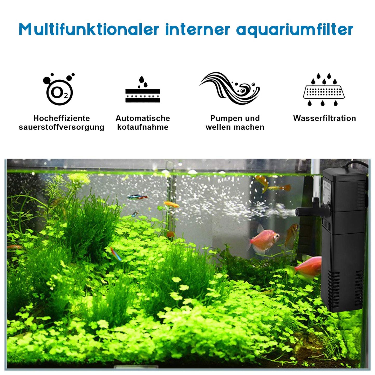 Aquarium Pumpe Filterpumpe Aquarium Innenfilter Aquariumpumpe 300L/h 2Watt
