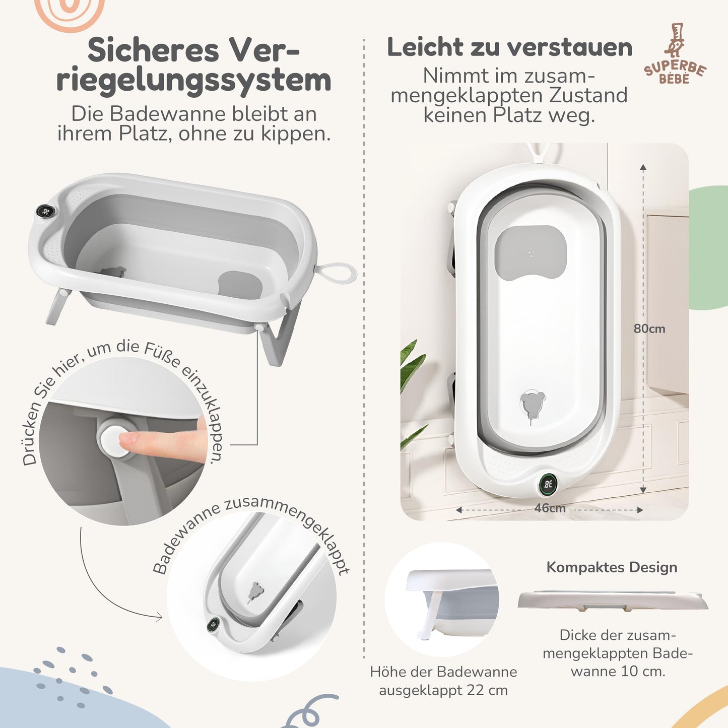 Faltbar Baby Badewanne Mit Rutschfestem Badewannensitz