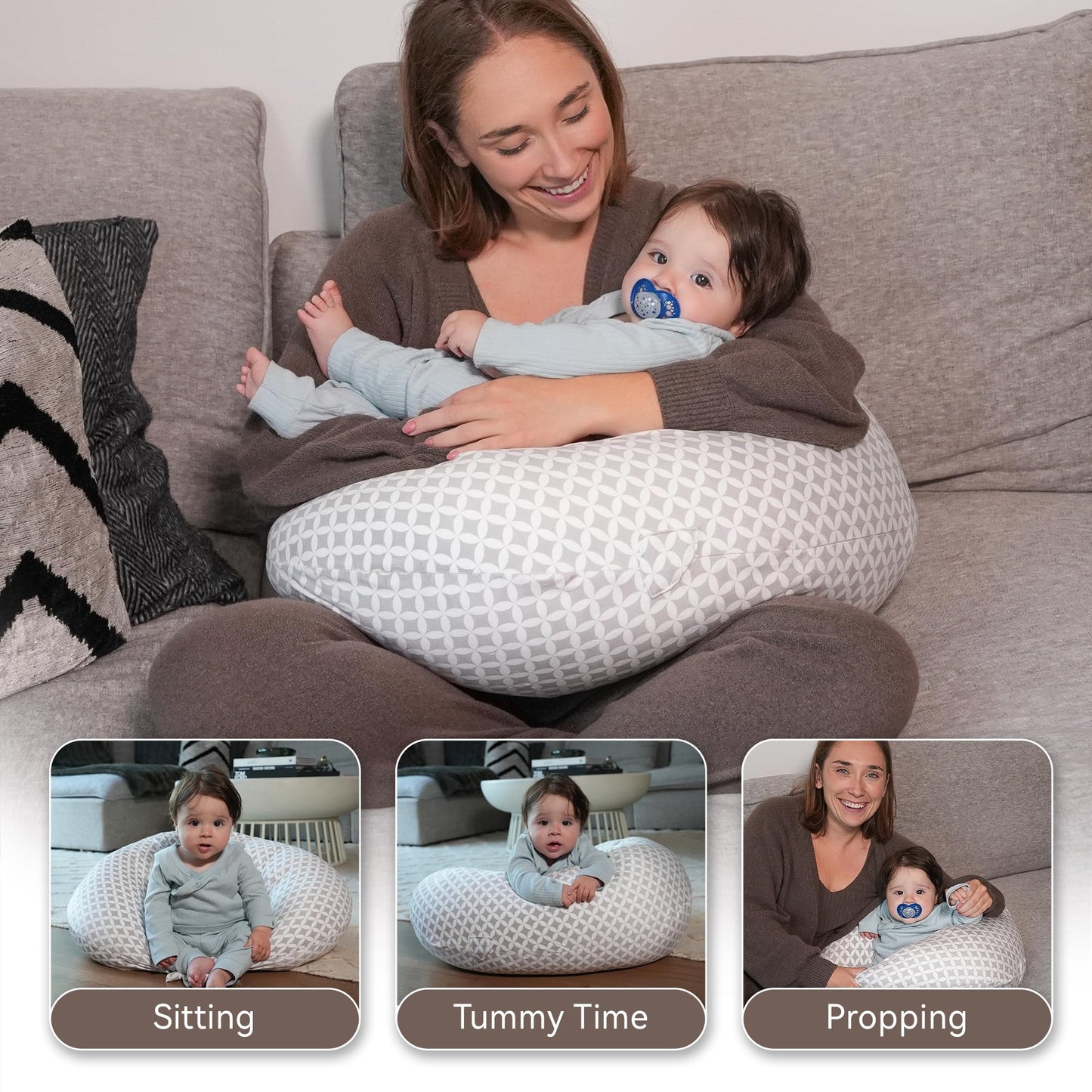 Nursing Pillow, Versatile Plus Size Positioning Pillow, Pregnancy Pillow for Baby and Adults, Side Sleeper Pillow with Washable