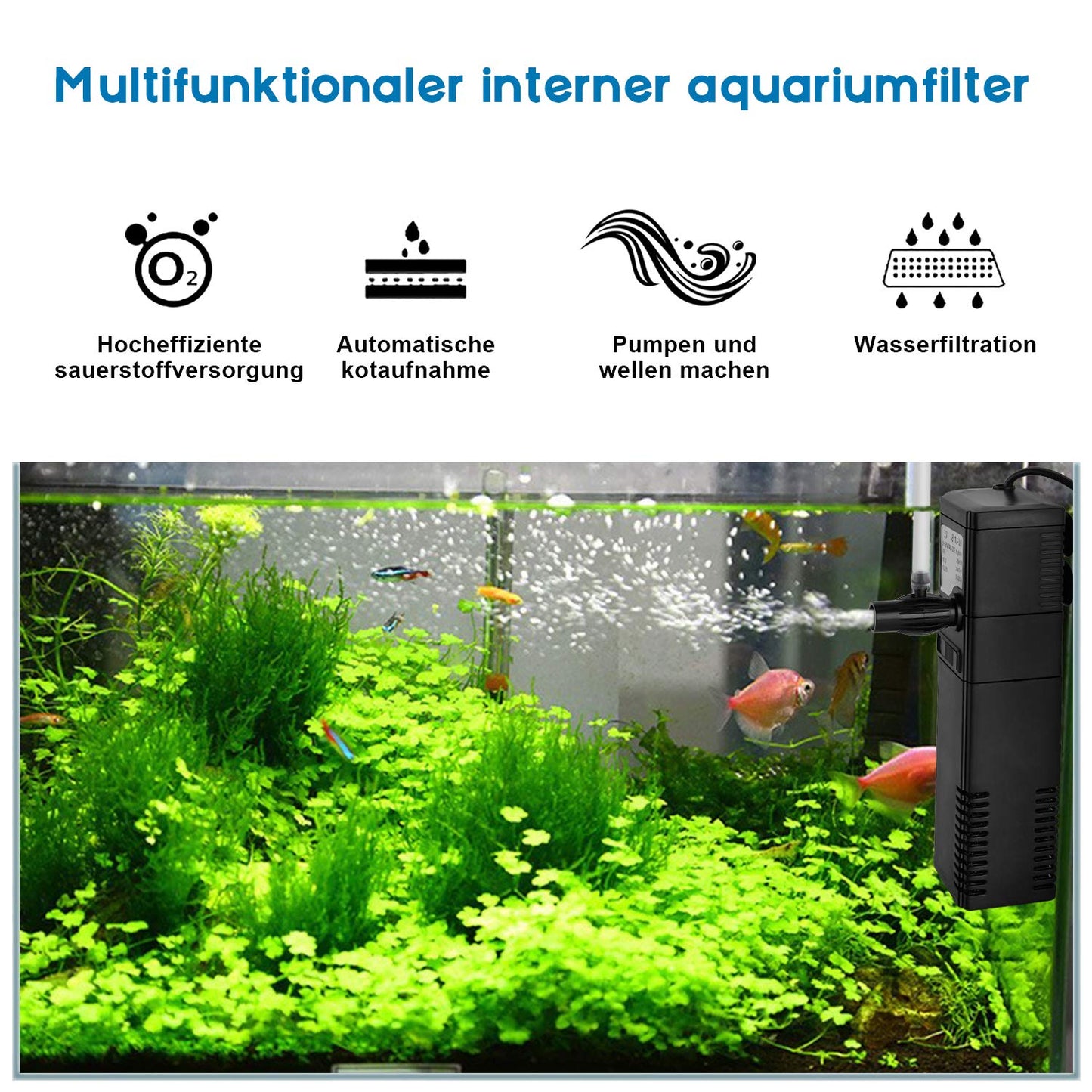 Aquarium Pumpe Filterpumpe Aquarium Innenfilter Aquariumpumpe 300L/h 2Watt